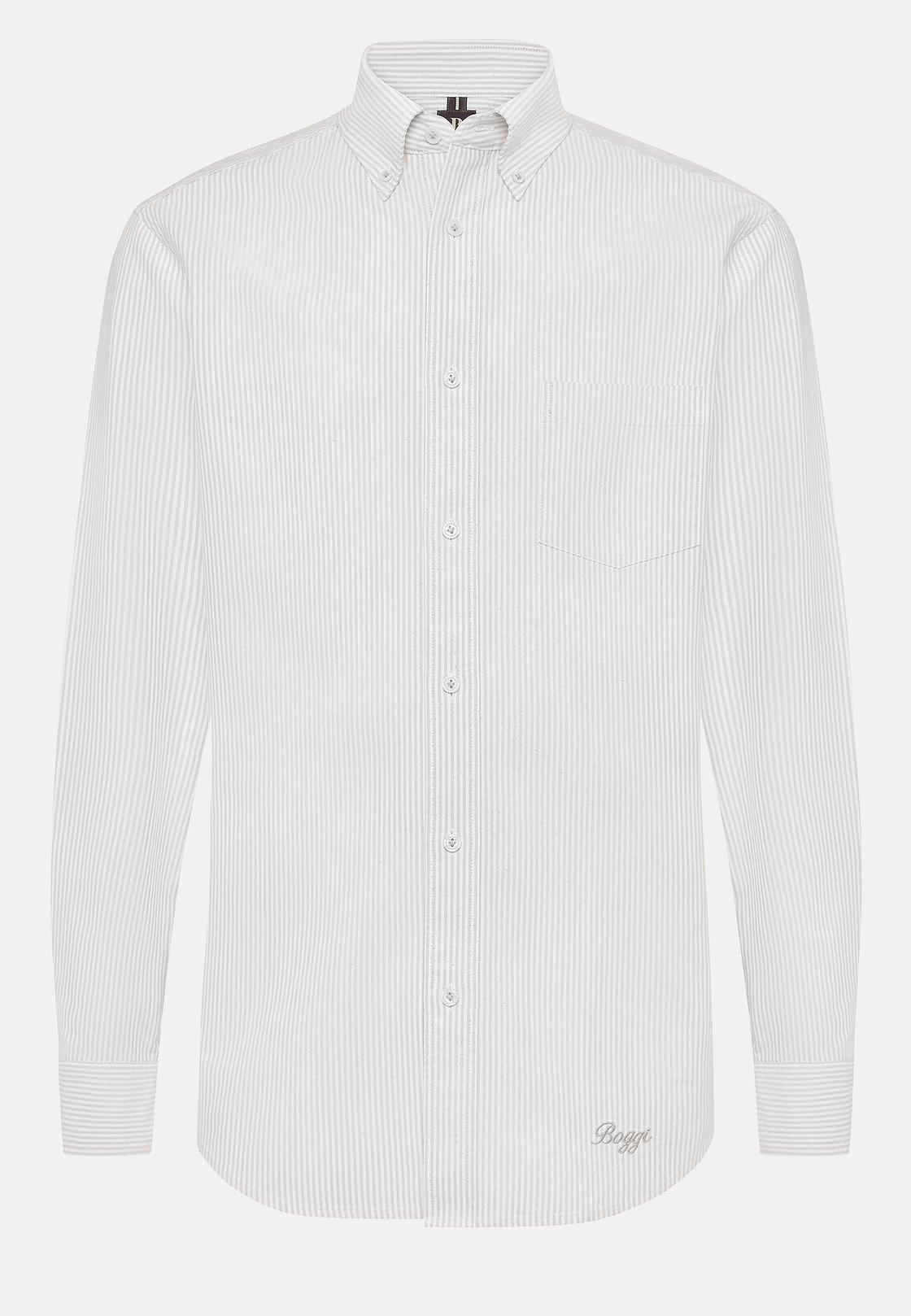 Grey Regular Fit Organic Oxford Cotton Shirt, , large image number 2