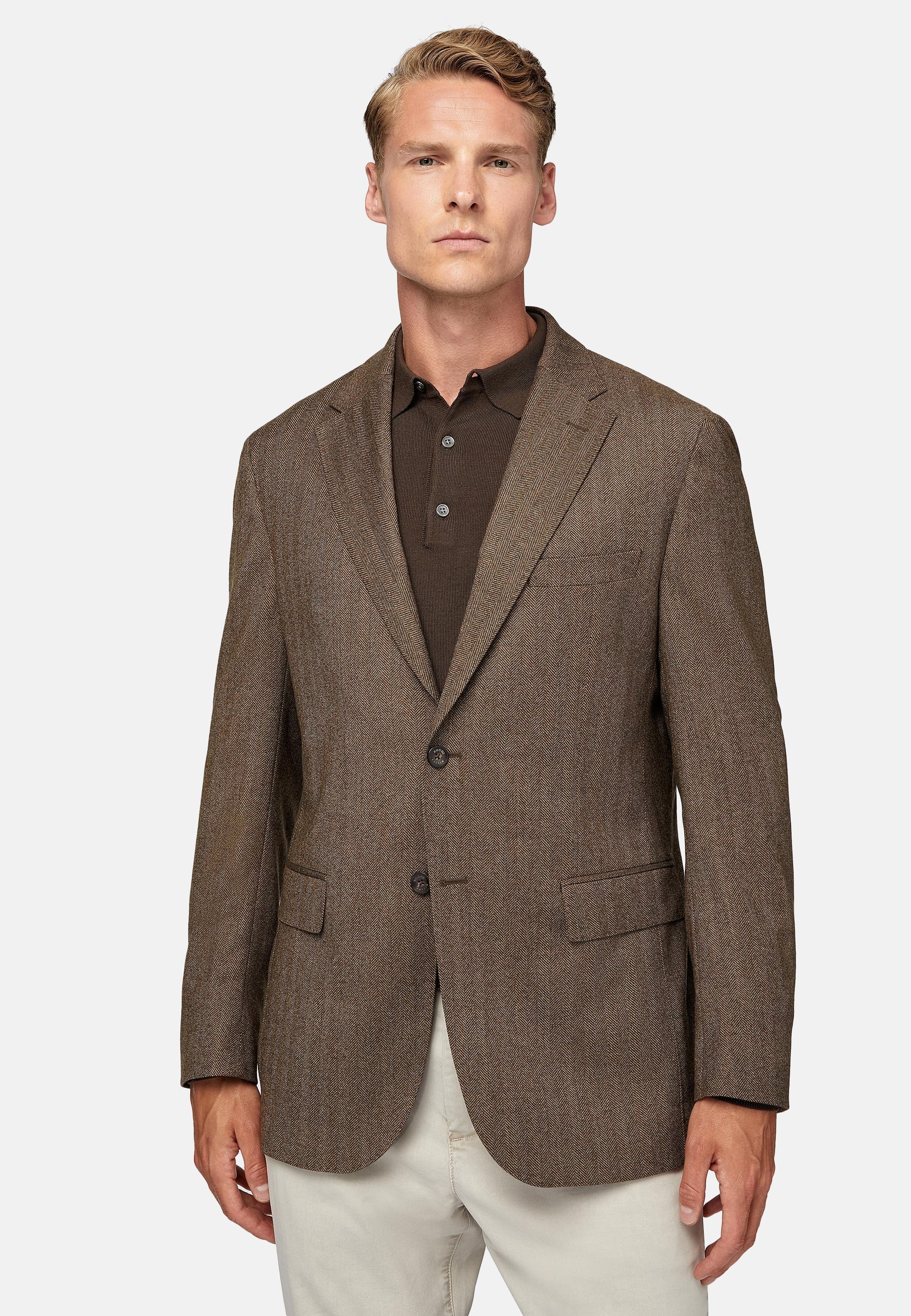 Brown Textured Regular Jacket, , large image number 1