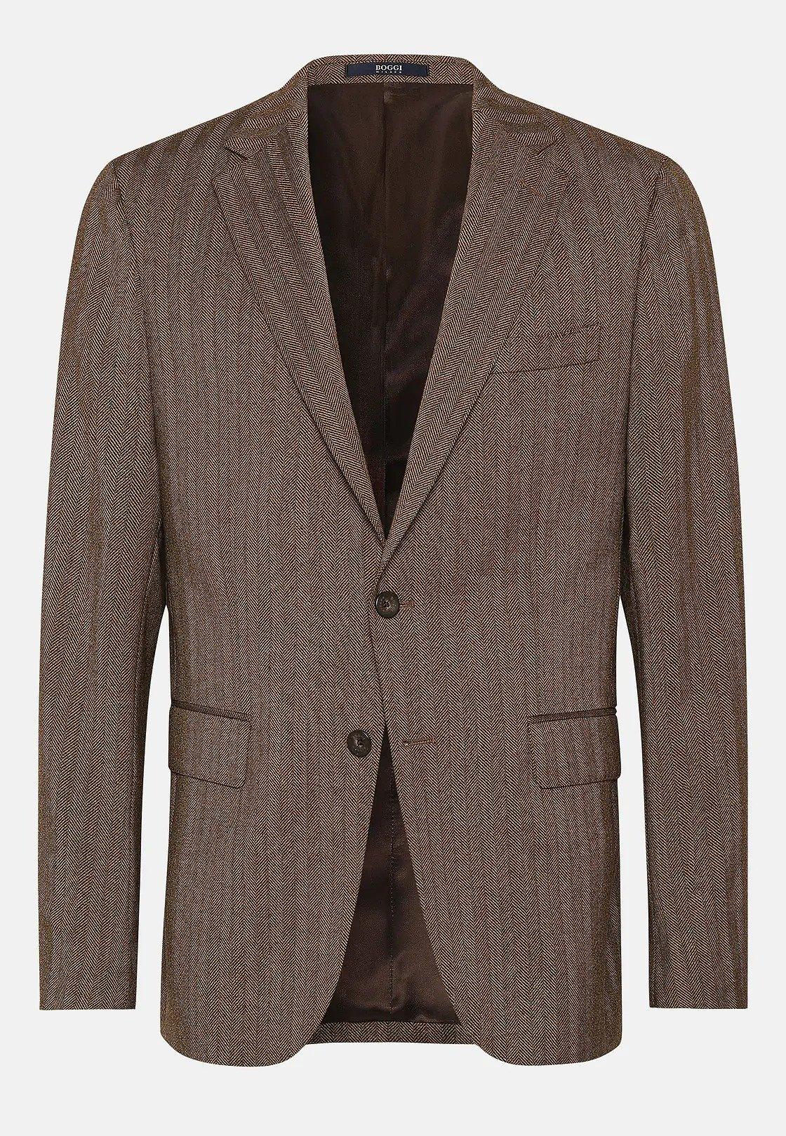 Brown Textured Regular Jacket, , large image number 4