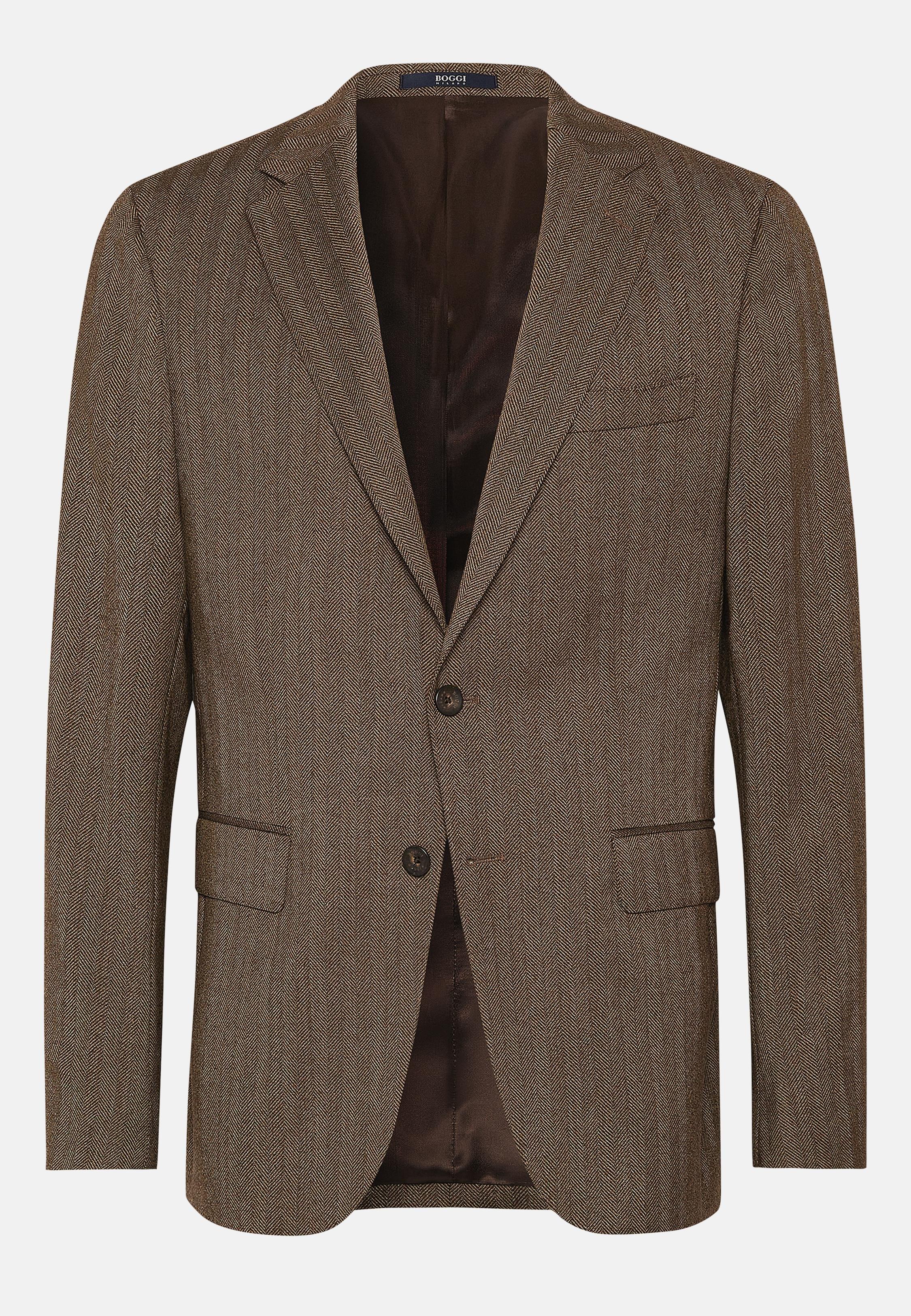 Brown Textured Regular Jacket, , large image number 6
