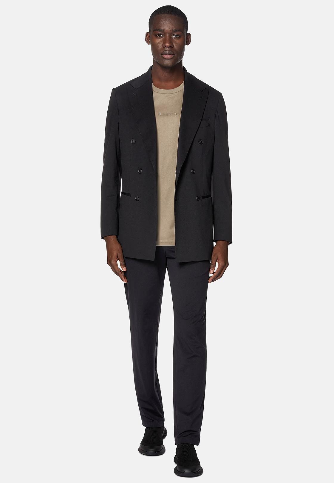 Black B Tech Double-Breasted Jacket In Stretch Nylon, Black, large image number 0