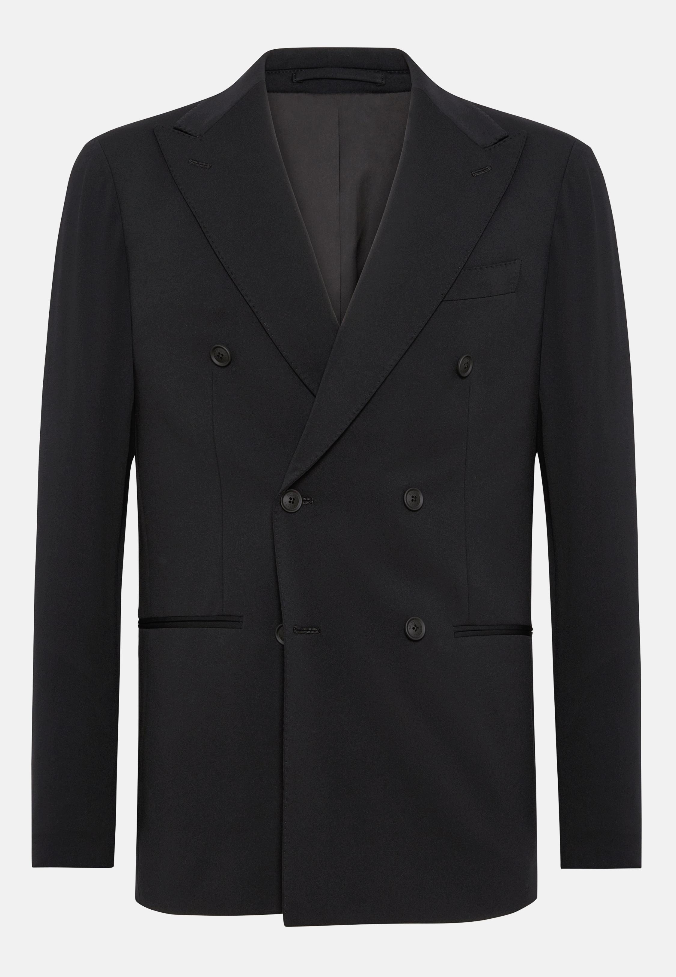 Black B Tech Double-Breasted Jacket In Stretch Nylon, Black, large image number 7