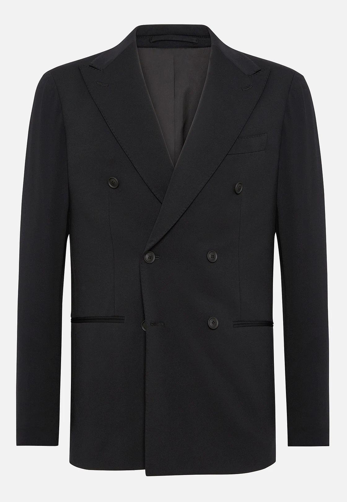 Black B Tech Double-Breasted Jacket In Stretch Nylon, Black, large image number 8