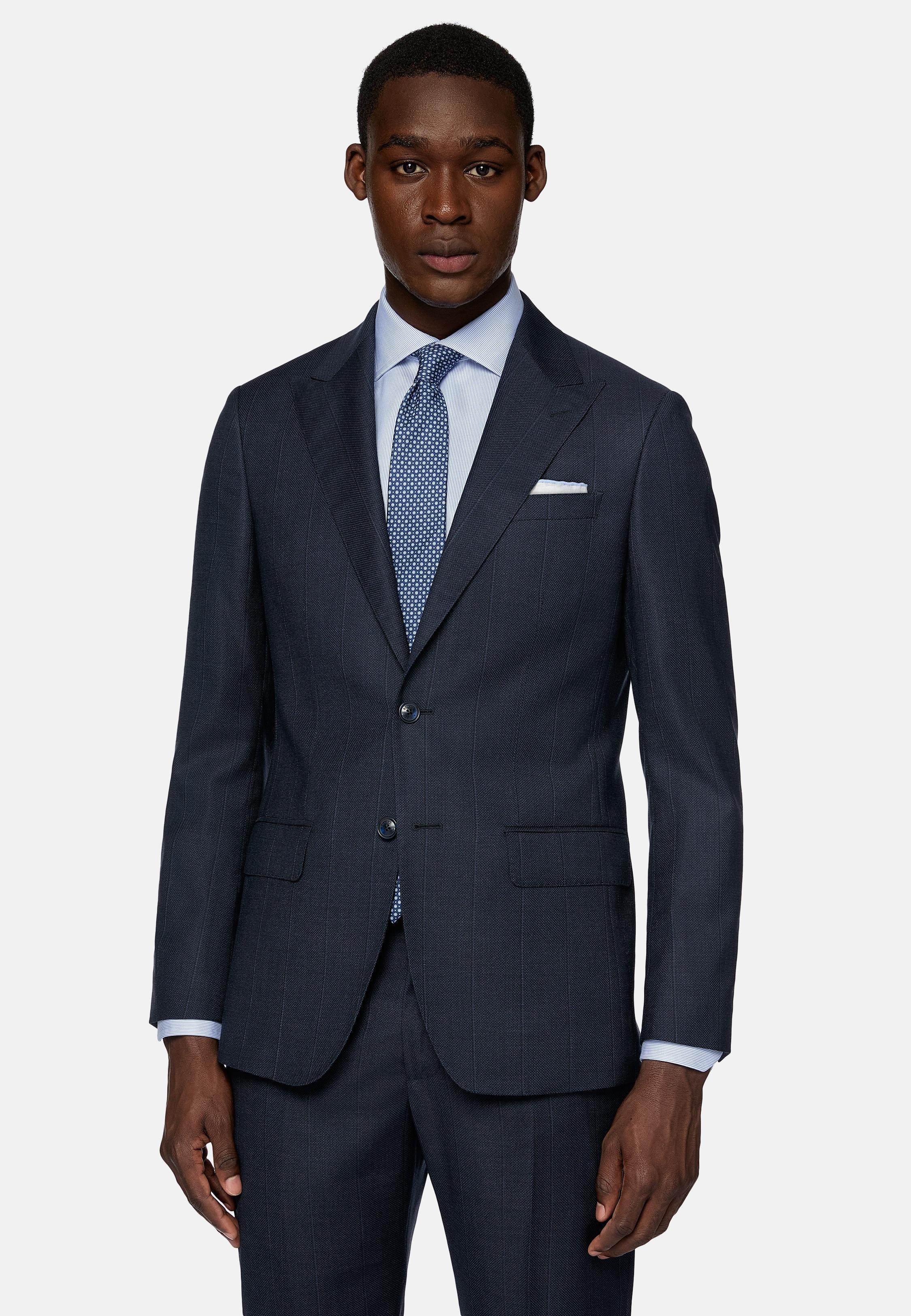 Navy Blue Solid Suit Jacket, , large image number 1