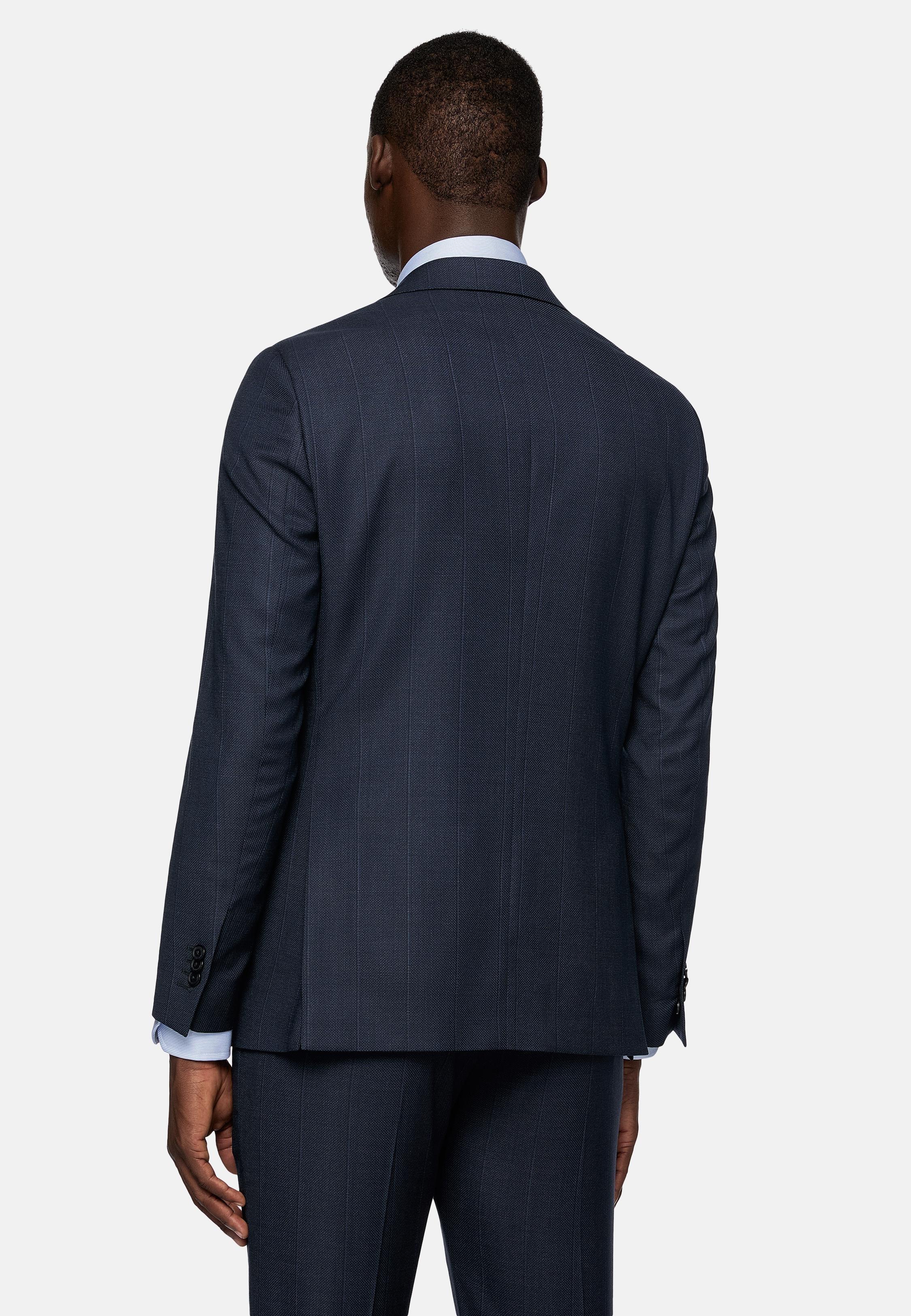 Navy Blue Pinstripe Suit In Pure Wool, , large image number 3