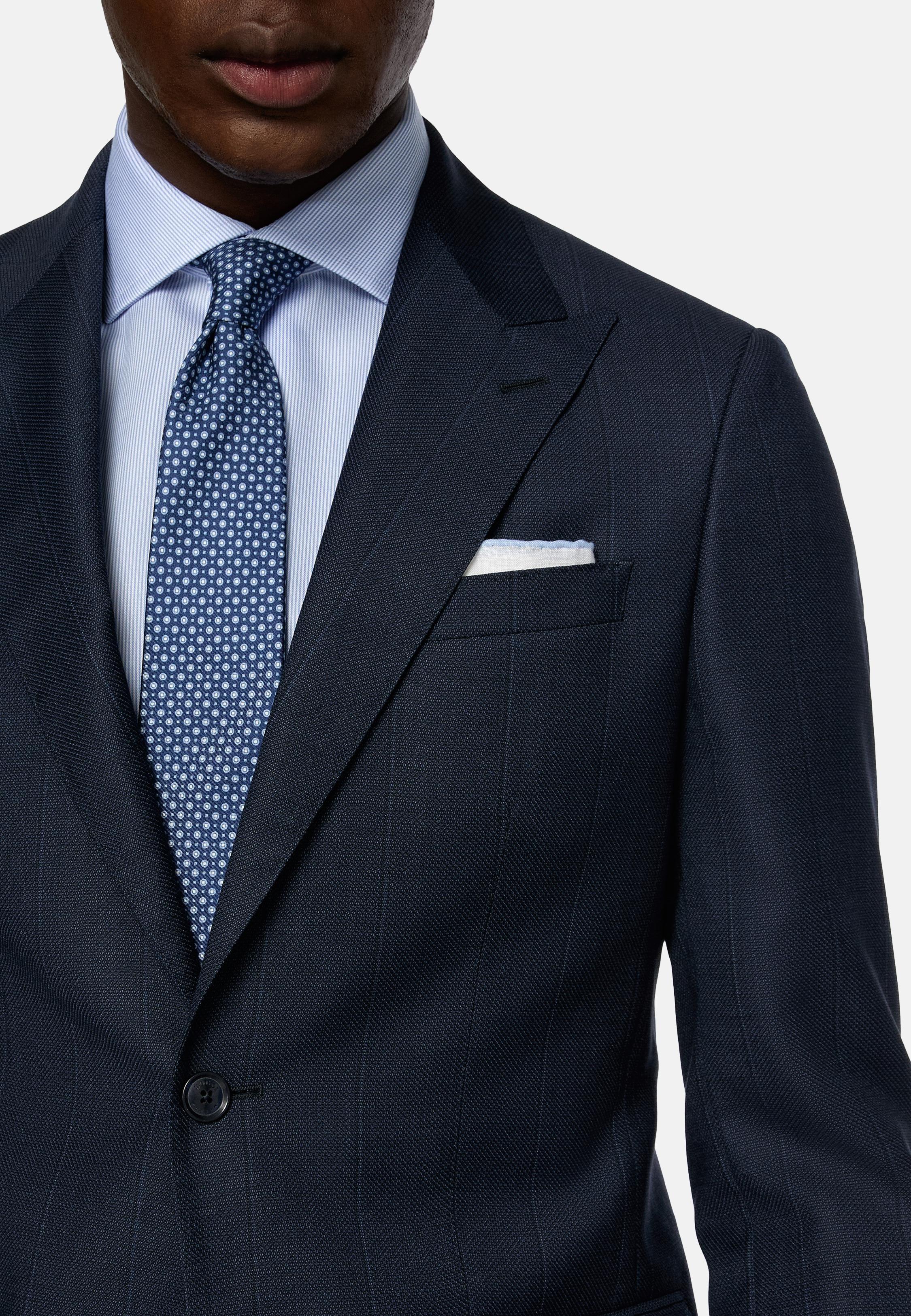 Navy Blue Pinstripe Suit In Pure Wool, , large image number 5