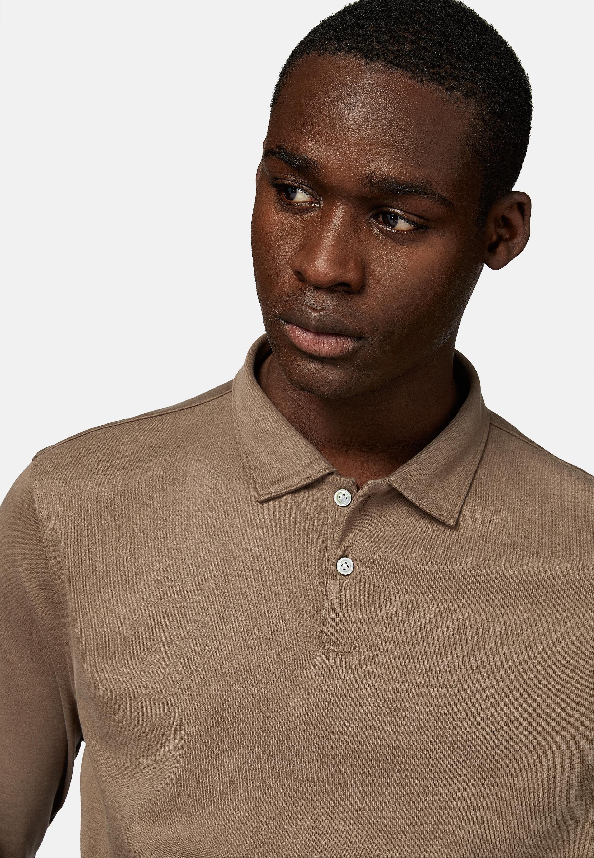Brown Cotton Polo Shirt, Brown, large image number 1