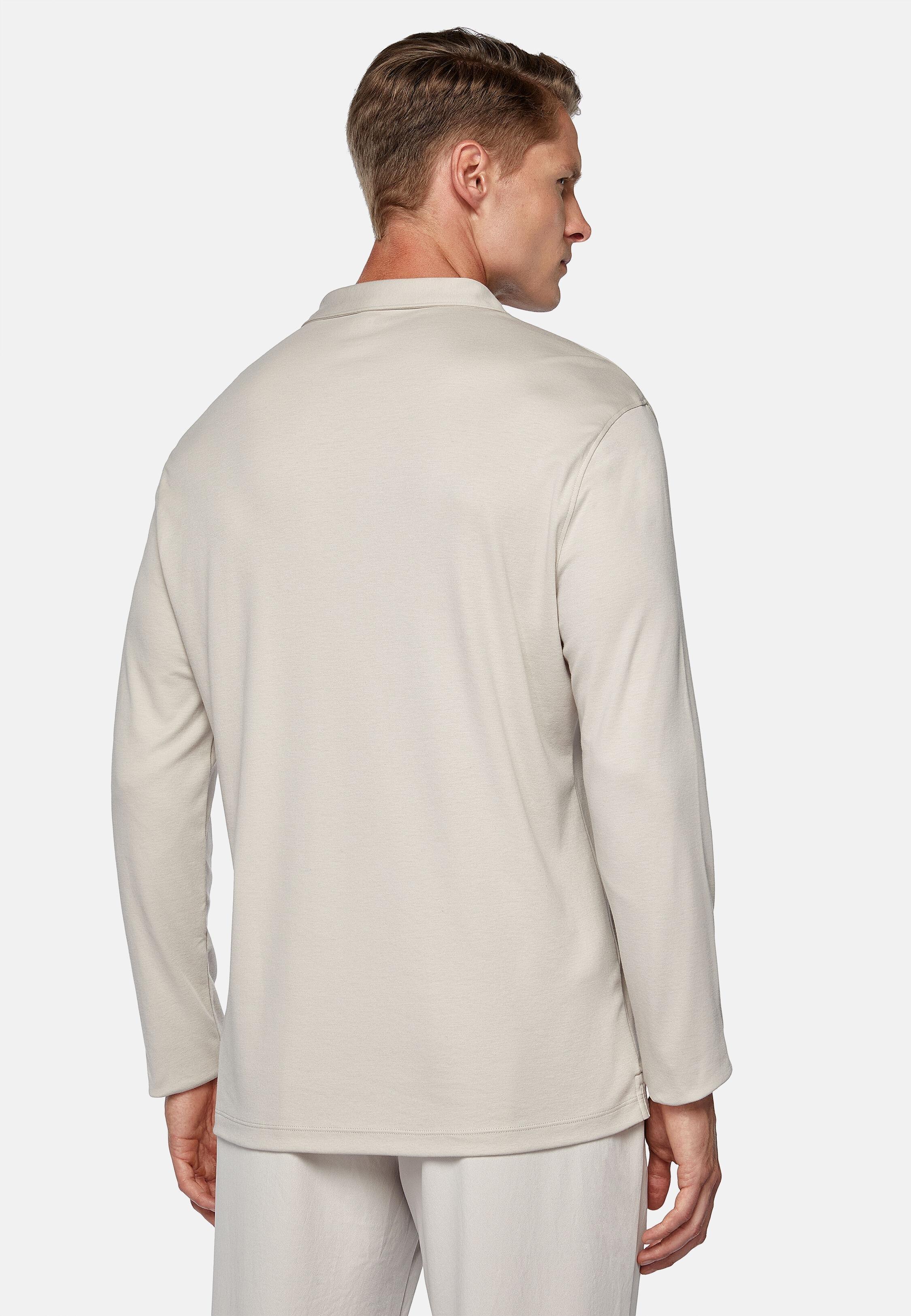 Beige Cotton Polo Shirt, Sand, medium