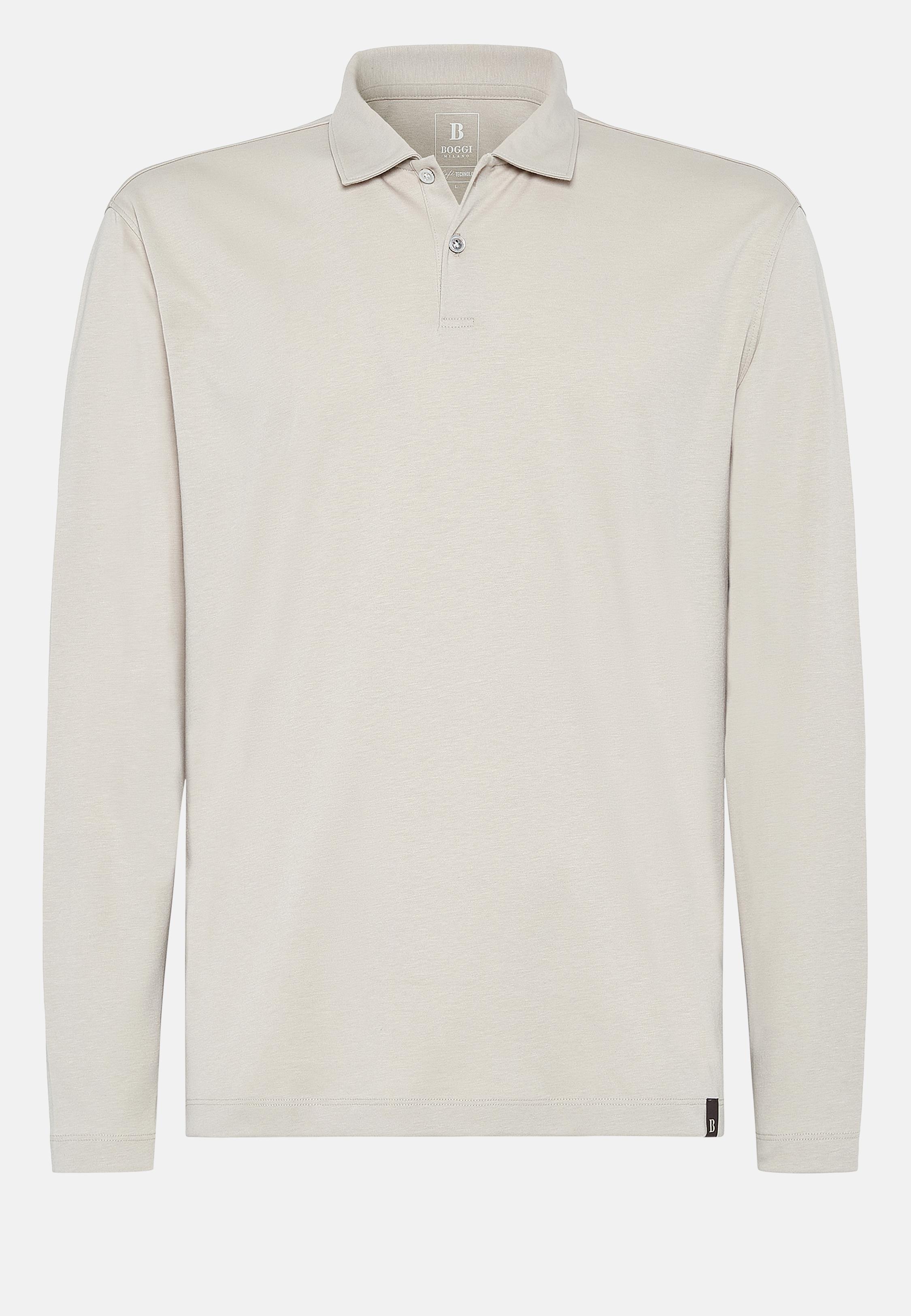 Beige Cotton Polo Shirt, Sand, large image number 3
