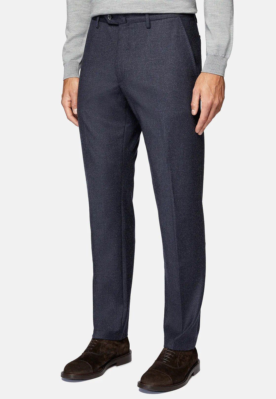 Navy Textured Formal Trousers, Navy blue, large image number 0