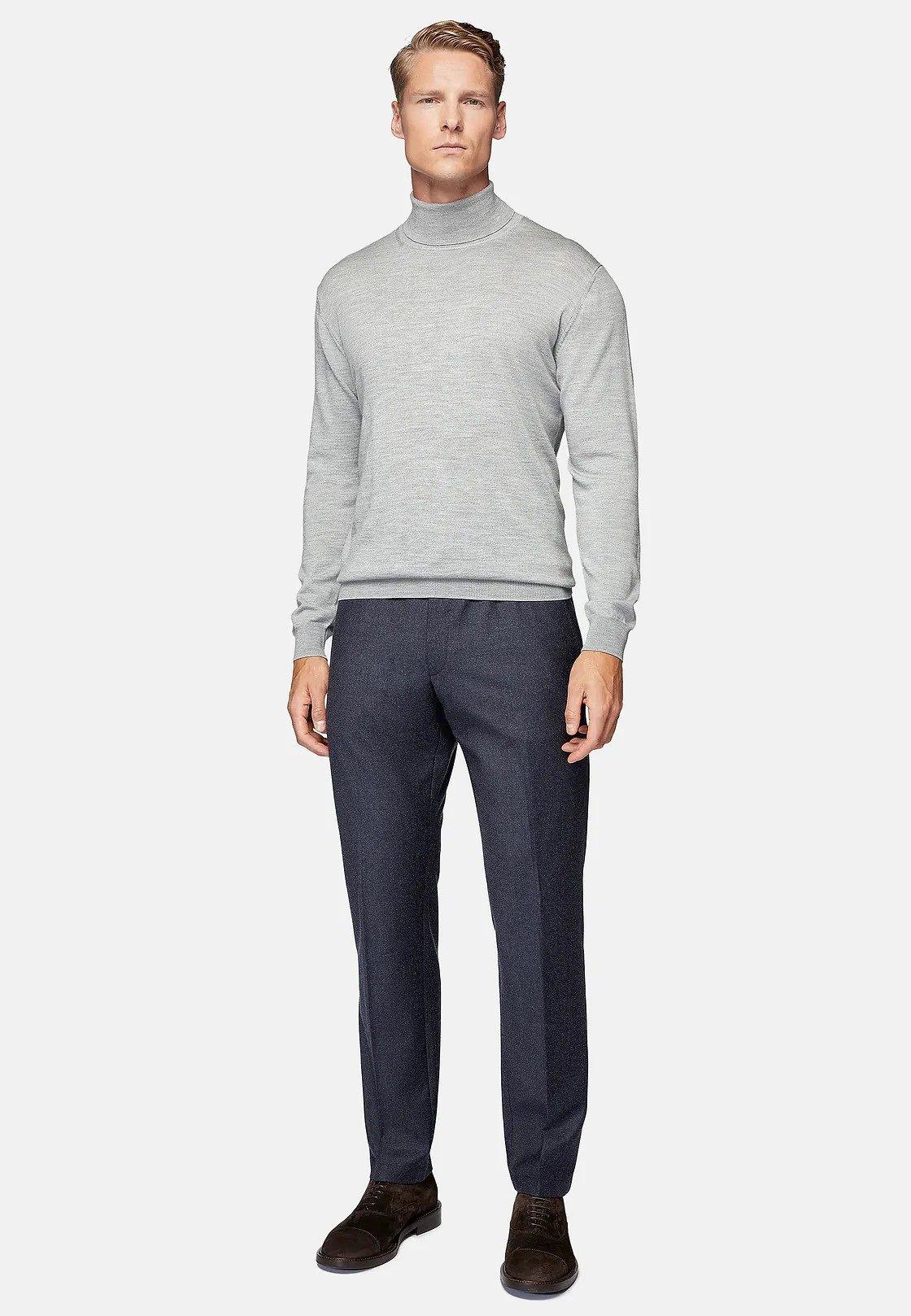 Navy Textured Formal Trousers, , large image number 1
