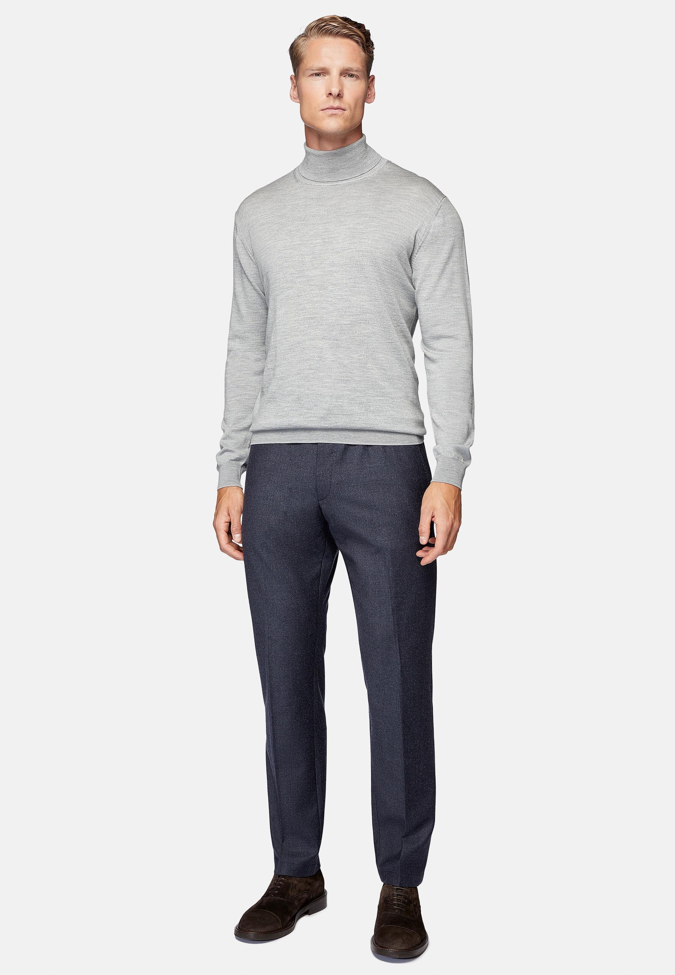 Navy Textured Formal Trousers, Navy blue, large image number 3