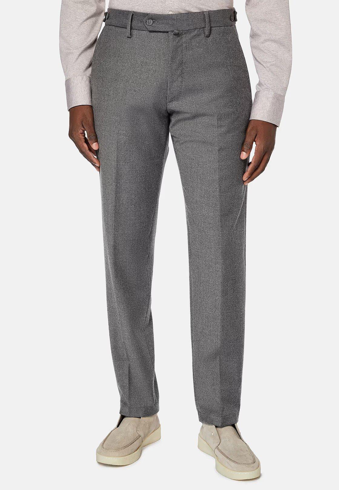 Grey Herringbone Formal Trousers, , large image number 0