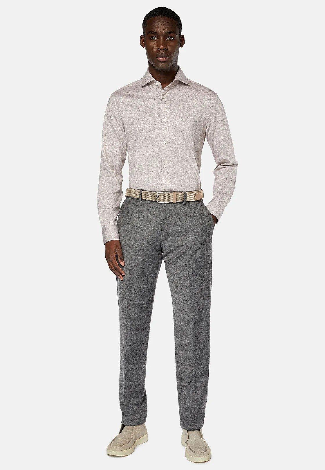 Grey Herringbone Formal Trousers, , large image number 1
