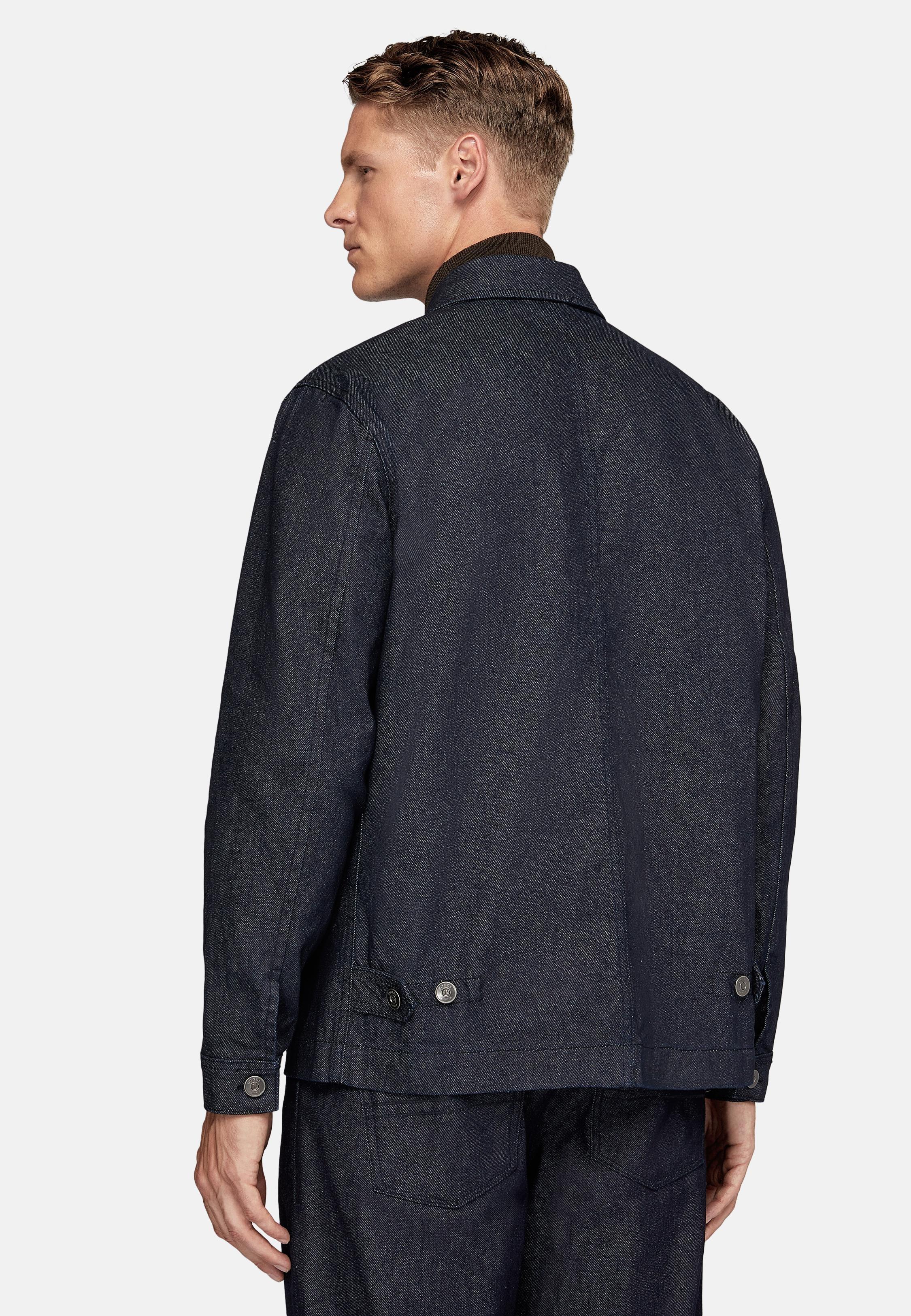 Navy Textured Denim Utility Shirt, , large image number 3