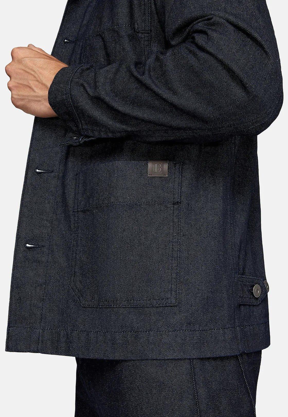 Navy Textured Denim Utility Shirt, , large image number 4