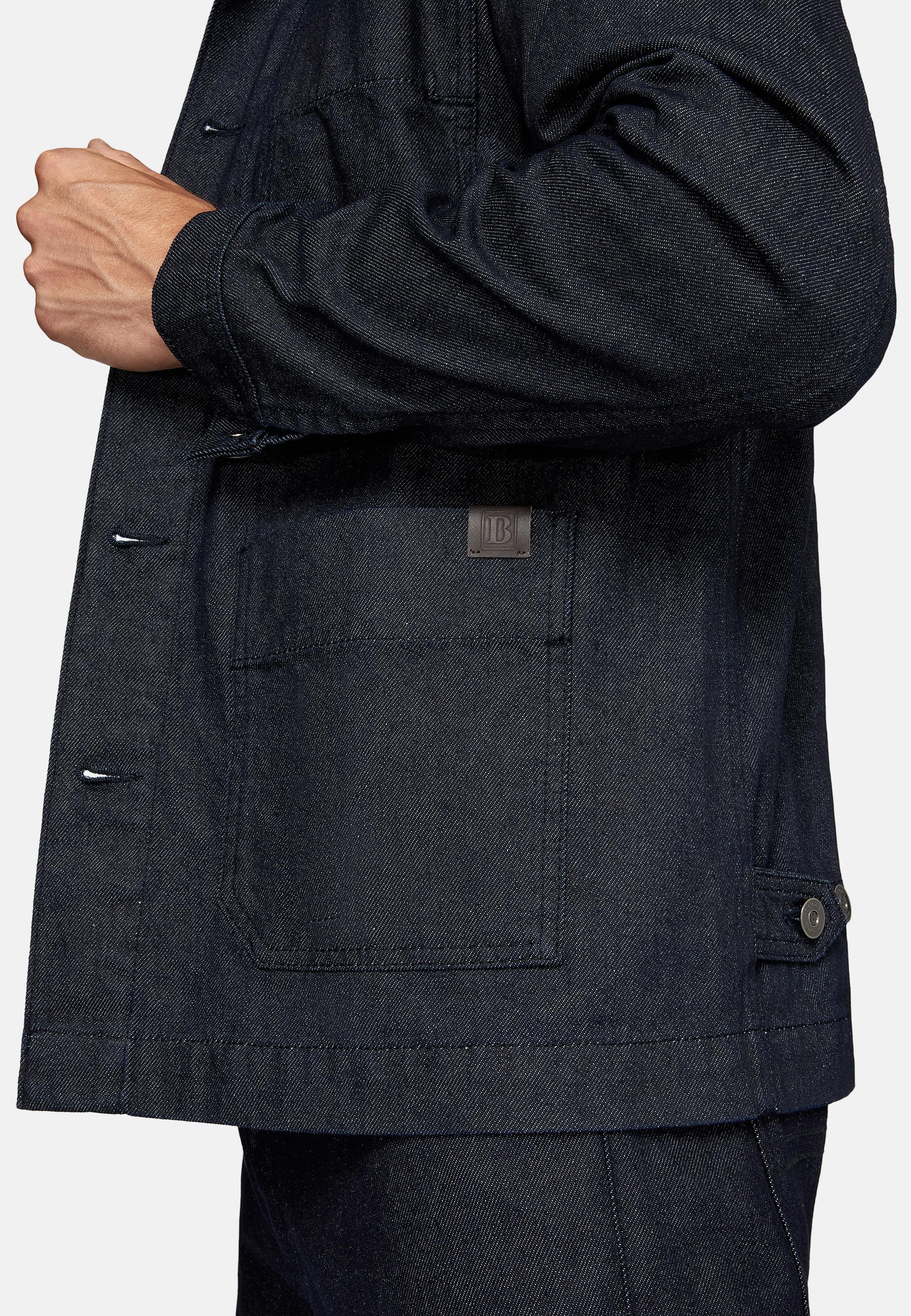 Navy Textured Denim Utility Shirt, , large image number 5