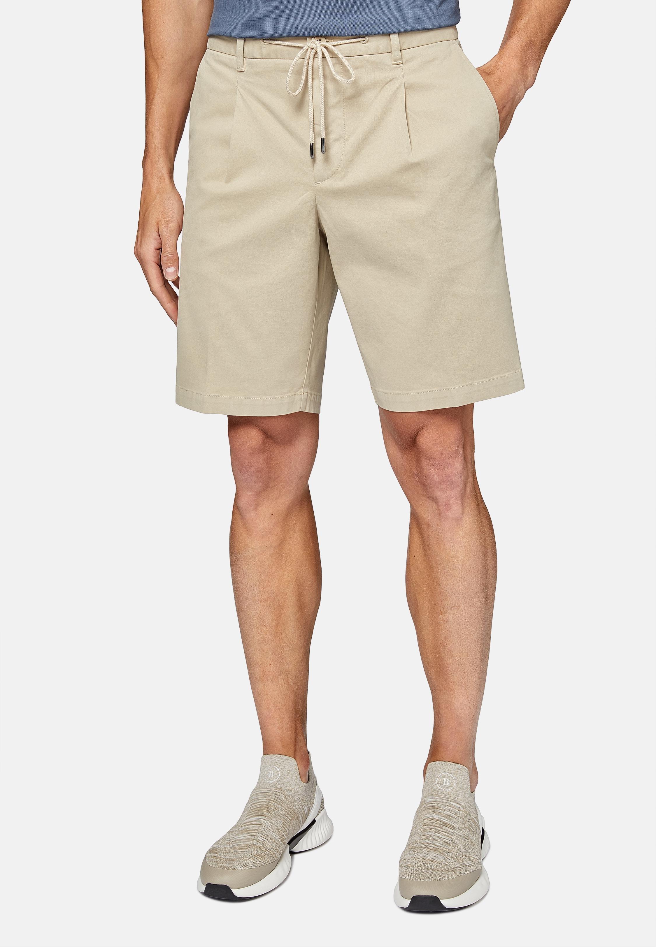 Beige Stretch Cotton Summer Bermuda Shorts, , large image number 1
