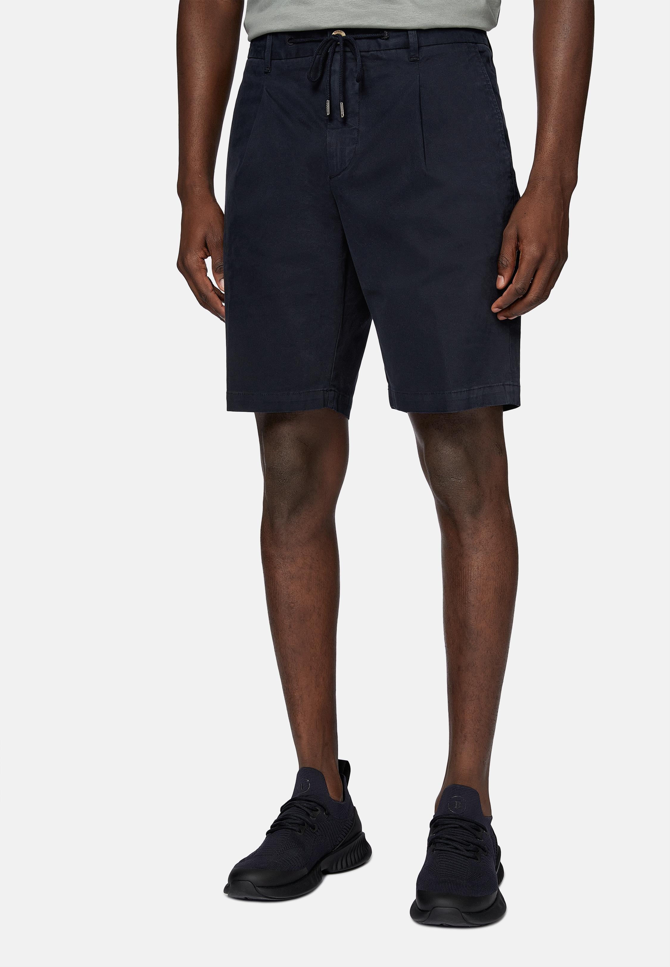 Blue Stretch Cotton Summer Bermuda Shorts, , large image number 0