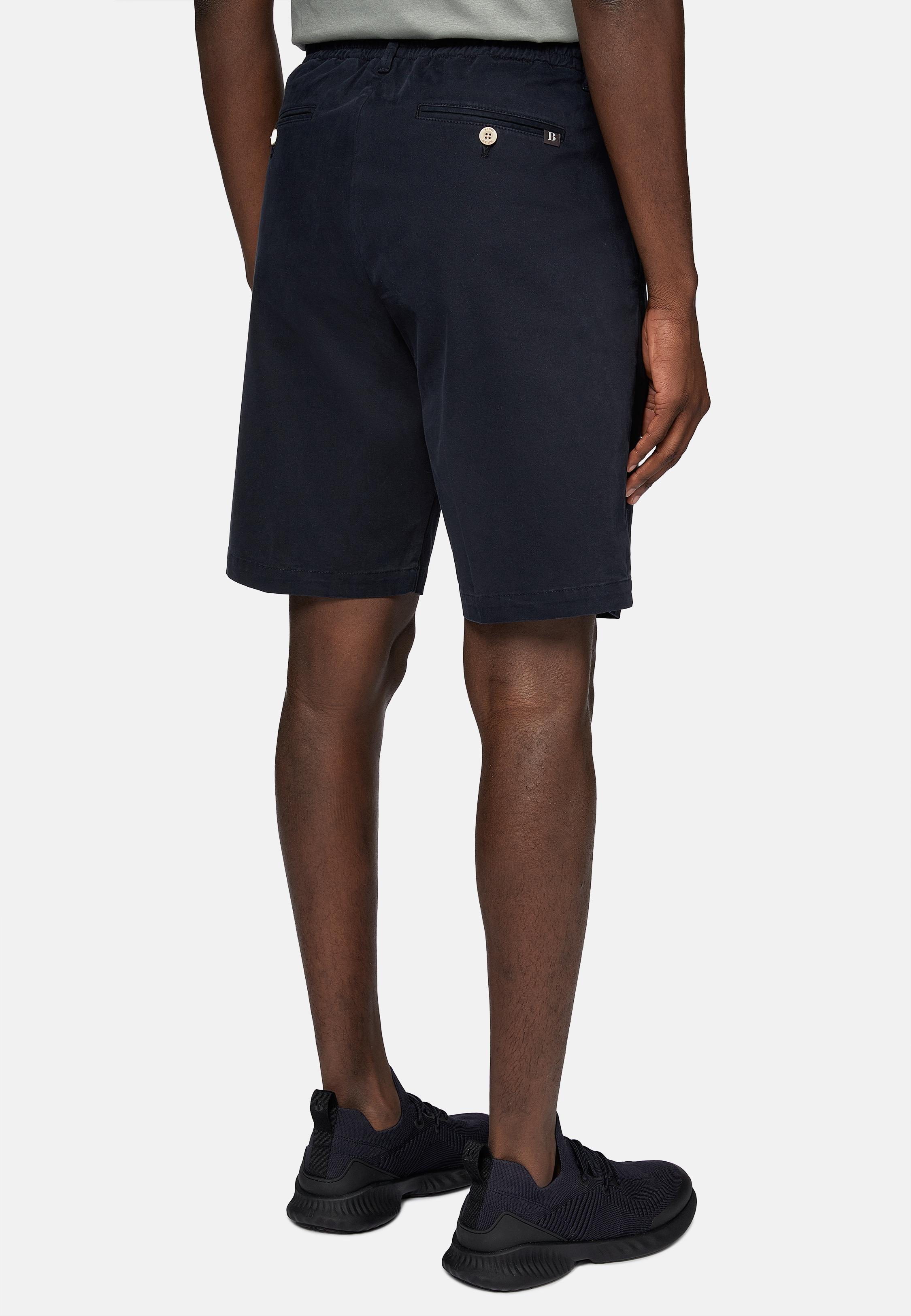 Blue Stretch Cotton Summer Bermuda Shorts, , large image number 2