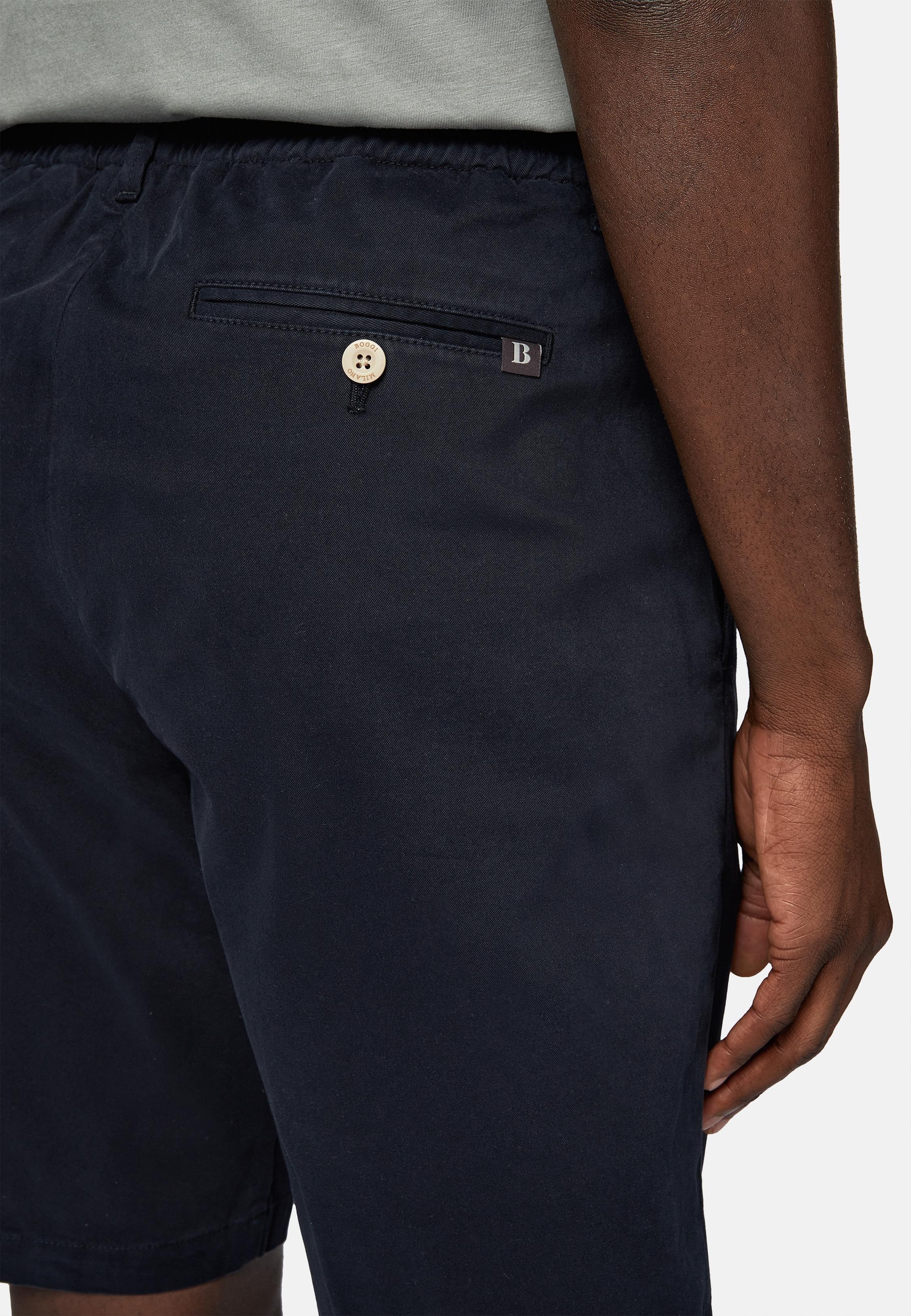 Blue Stretch Cotton Summer Bermuda Shorts, , large image number 3