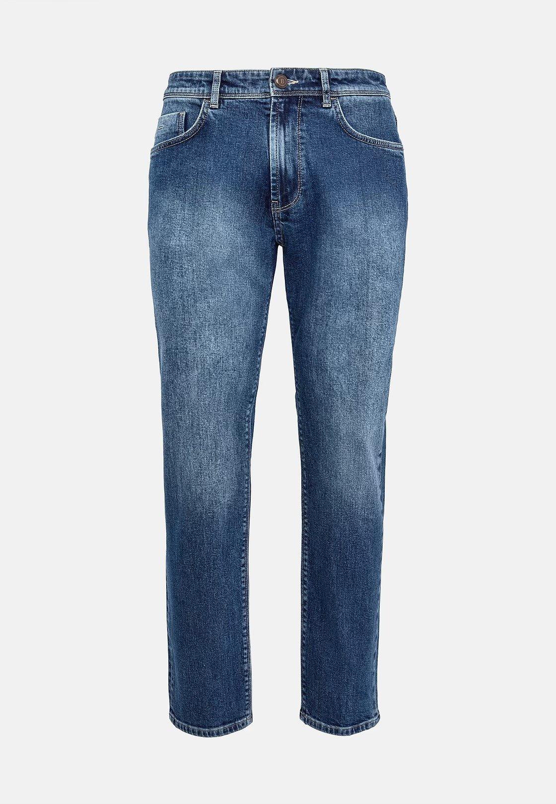 Blue Plain Straight Leg Jeans, Light Blue, large image number 4