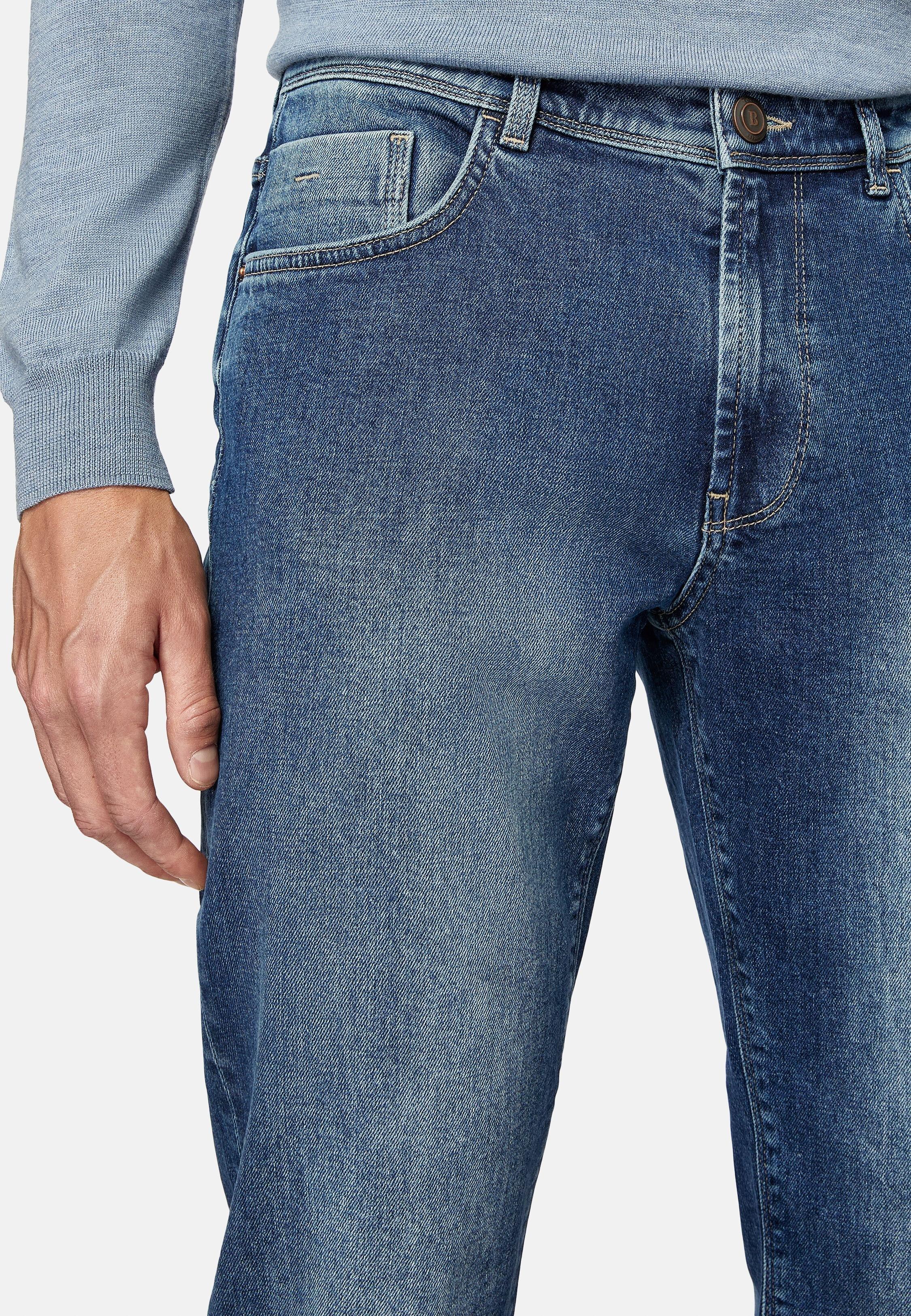 Blue Plain Straight Leg Jeans, Light Blue, large image number 6