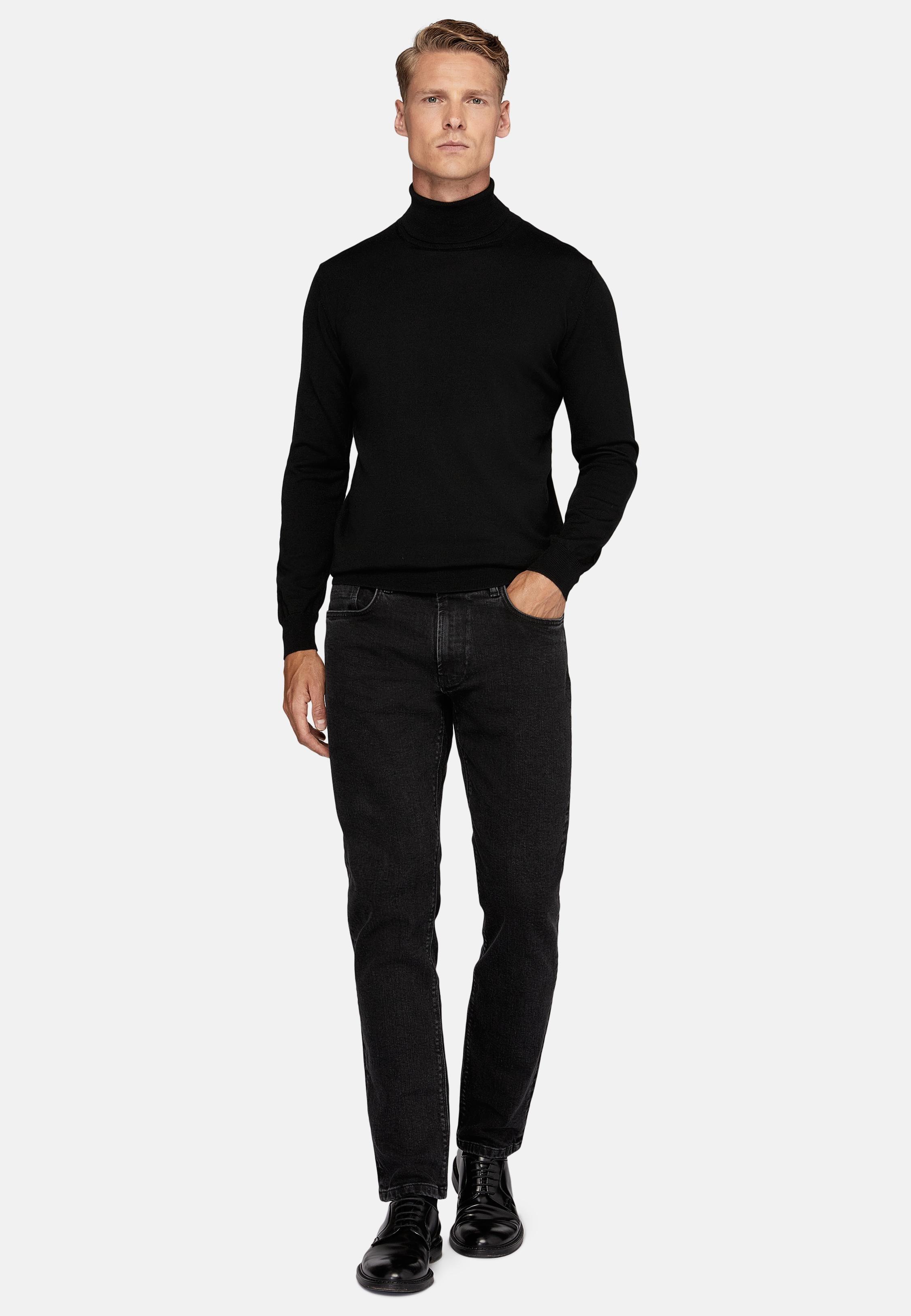 Black Solid Stretch Denim Jeans, , large image number 3