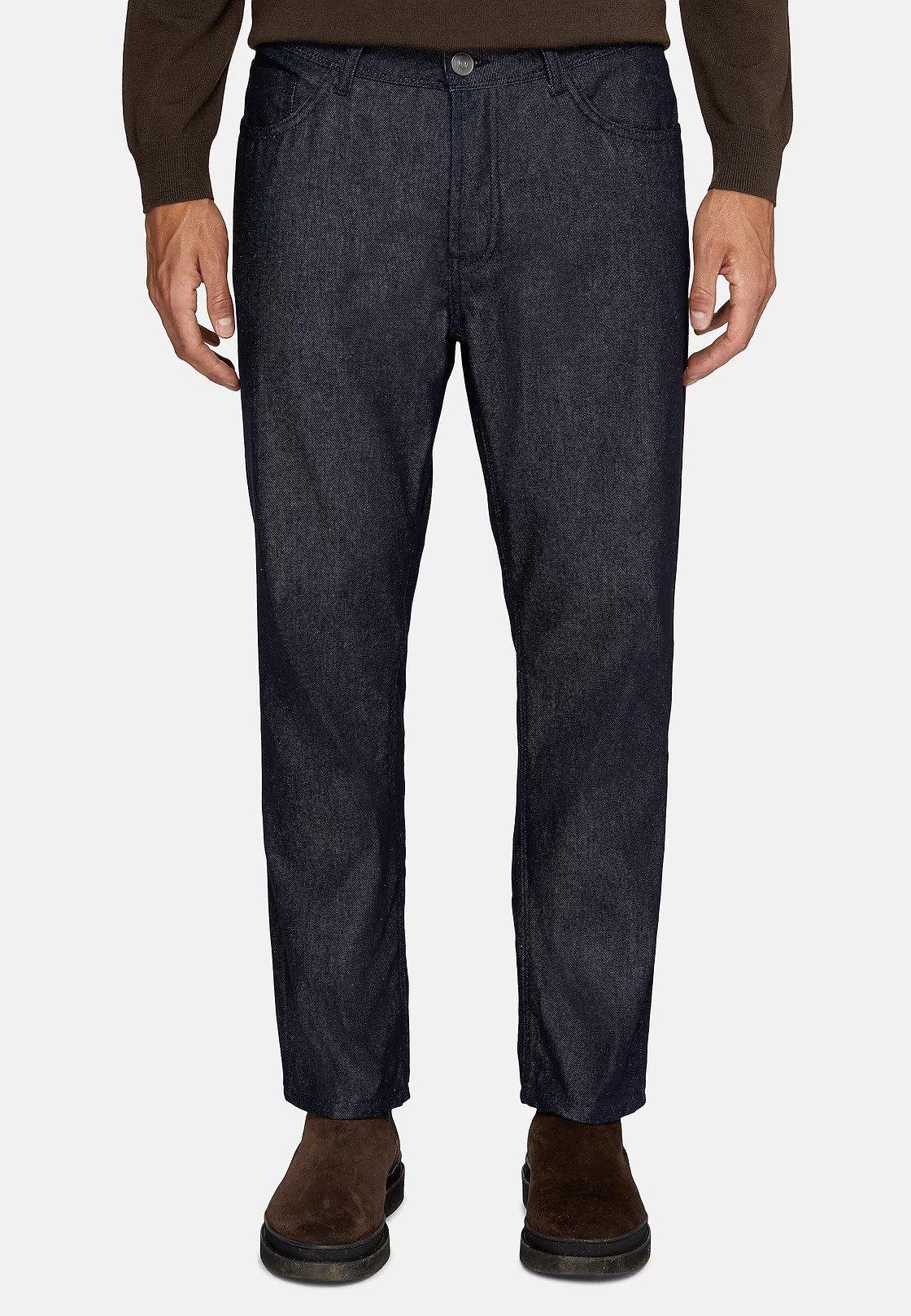 Blue Textured Long Jeans, , large image number 2