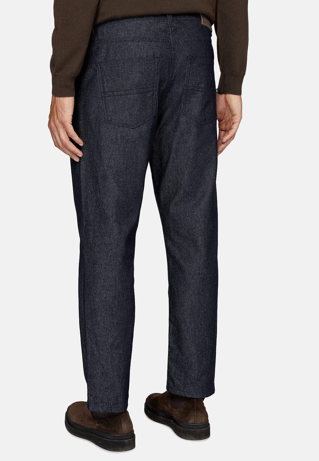 Dark Blue Textured Long Jeans, , large image number 4