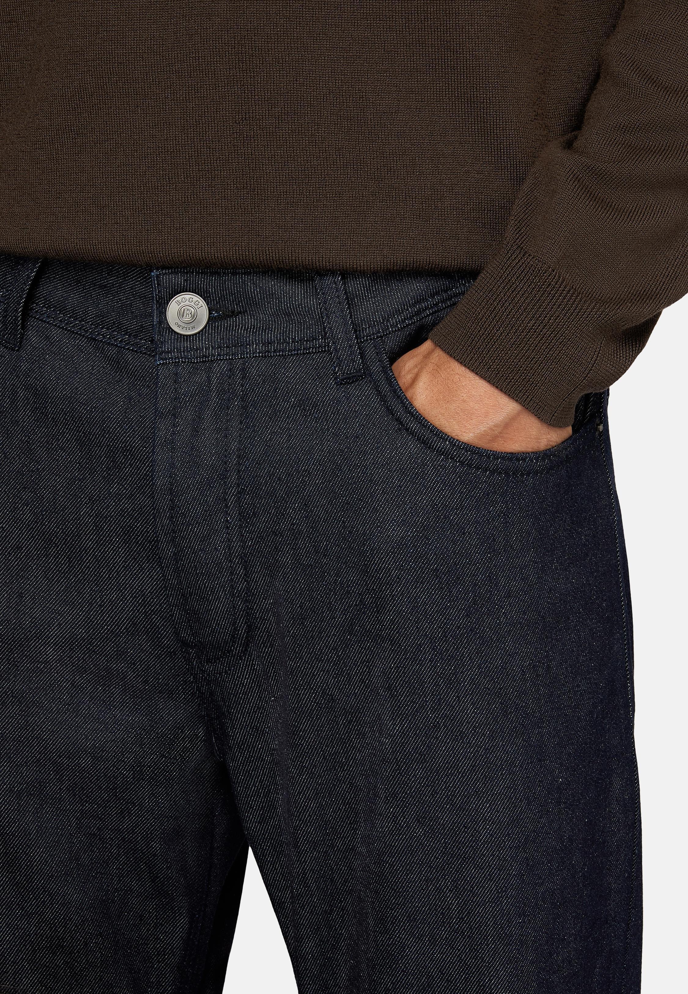 Dark Blue Textured Long Jeans, , large image number 6