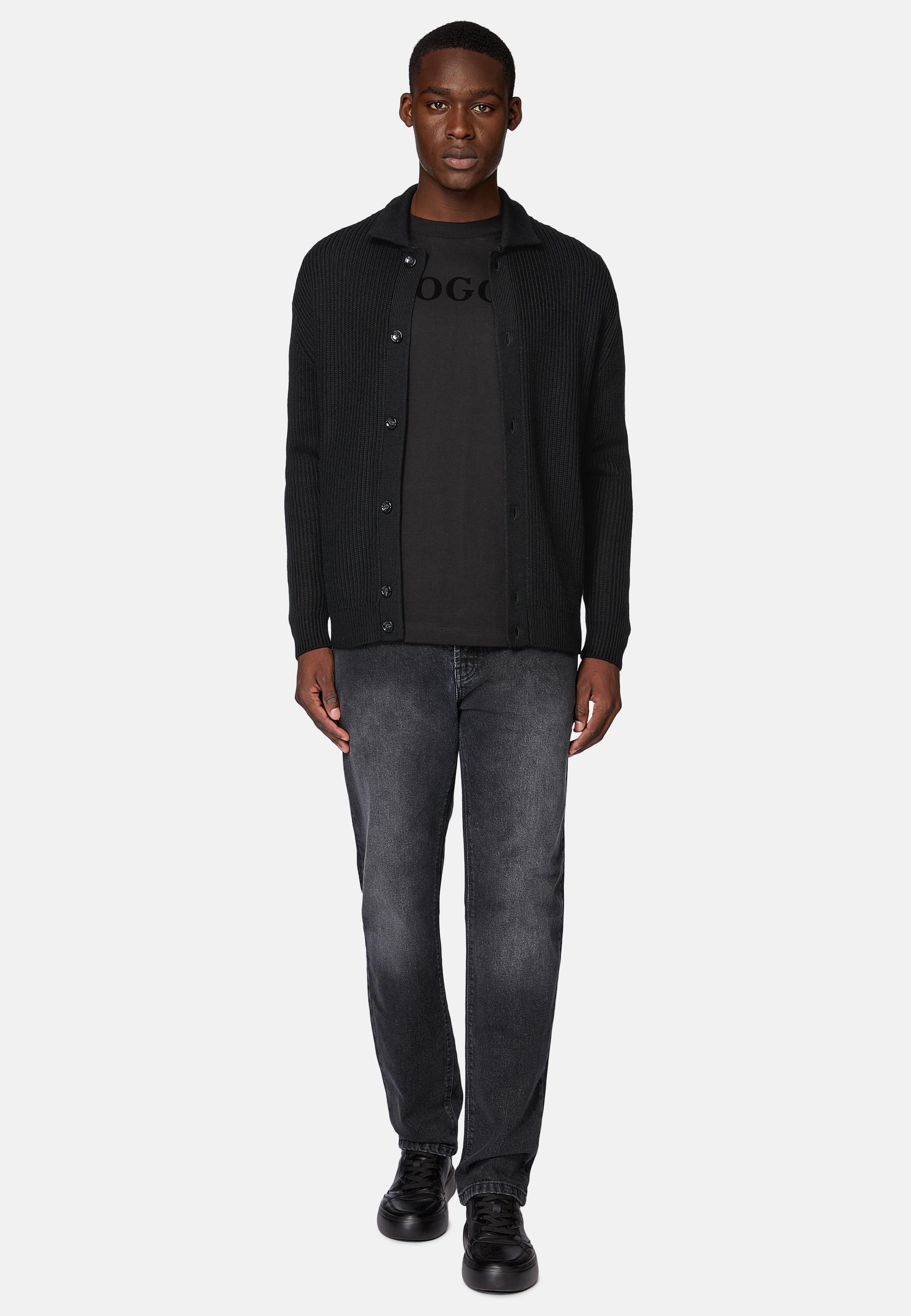 Black Solid Casual Trousers, , large image number 3