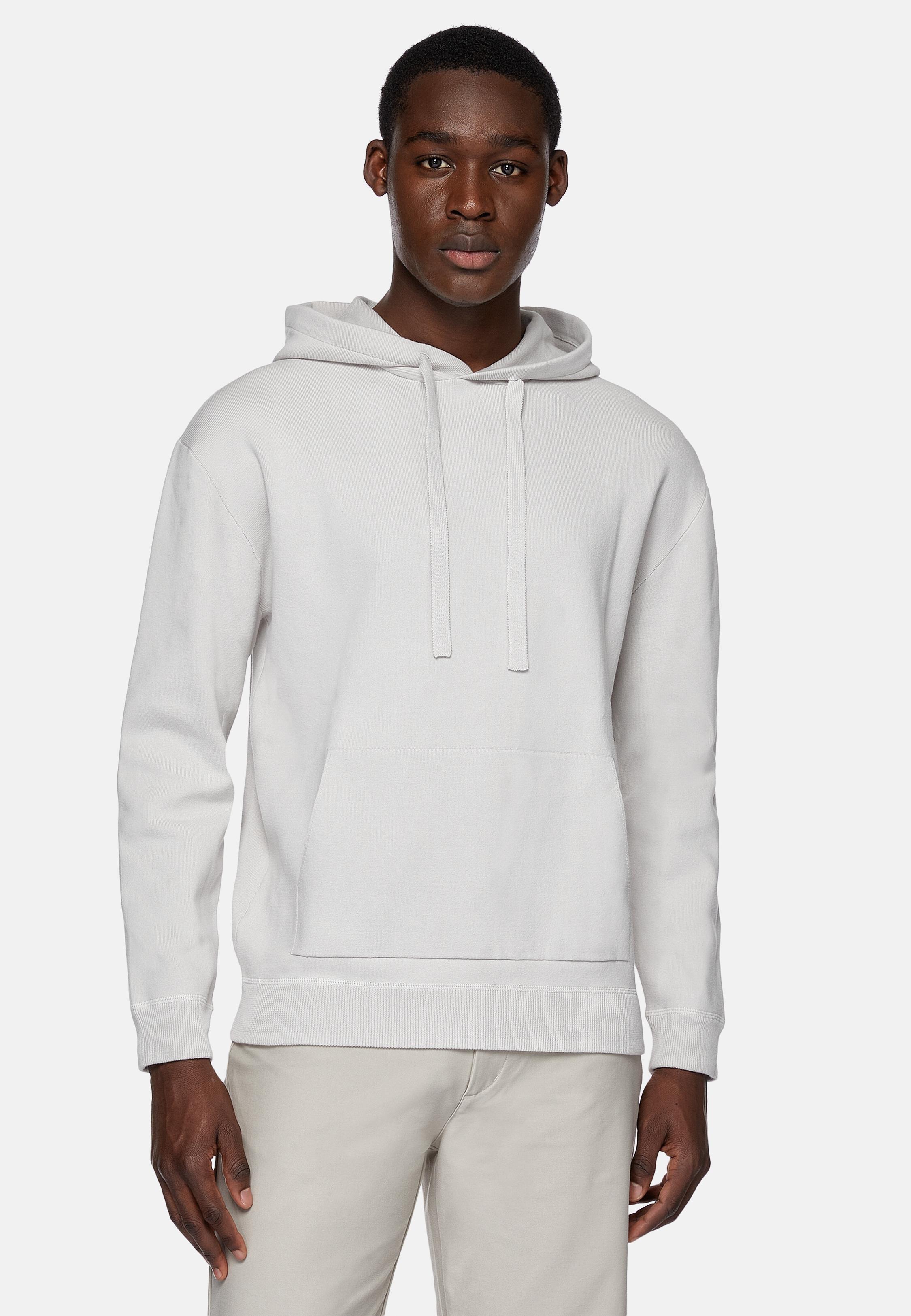 Grey Cotton Jersey Fleece Hoodie, , large image number 0