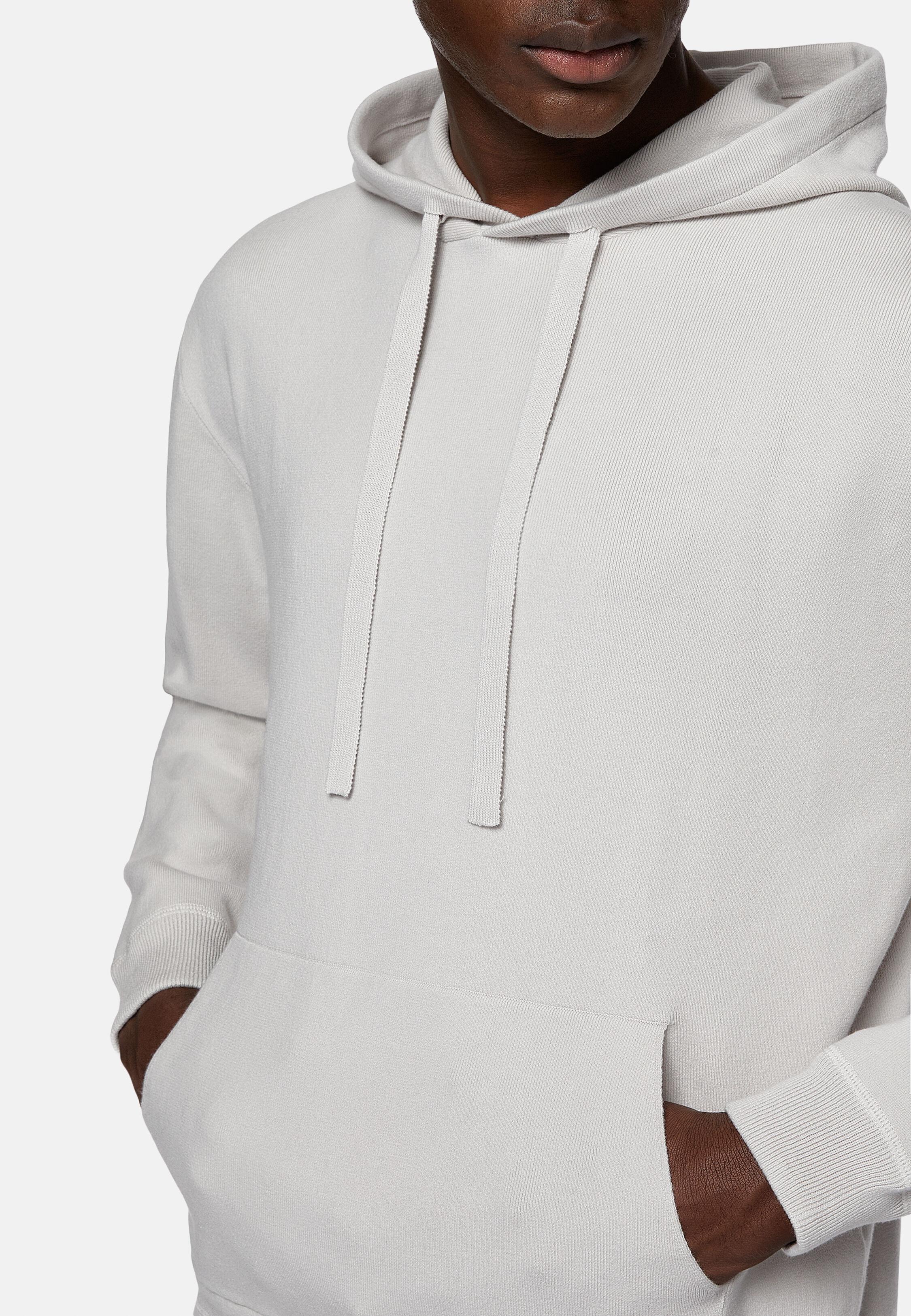 Grey Cotton Jersey Fleece Hoodie, Light grey, large image number 4