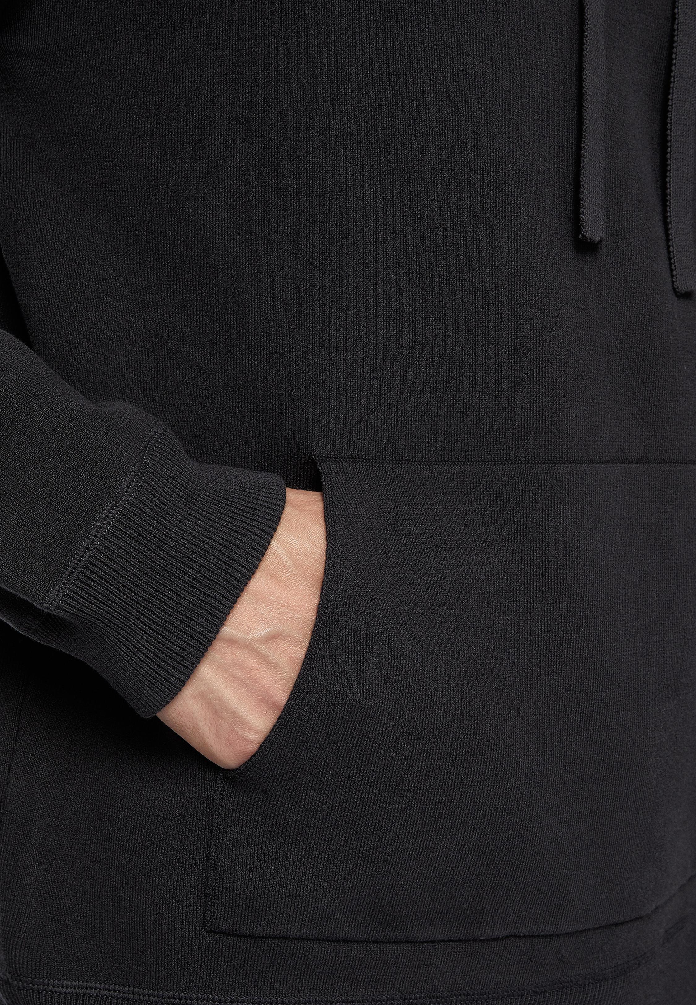 Black Cotton Jersey Fleece Hoodie, , large image number 2