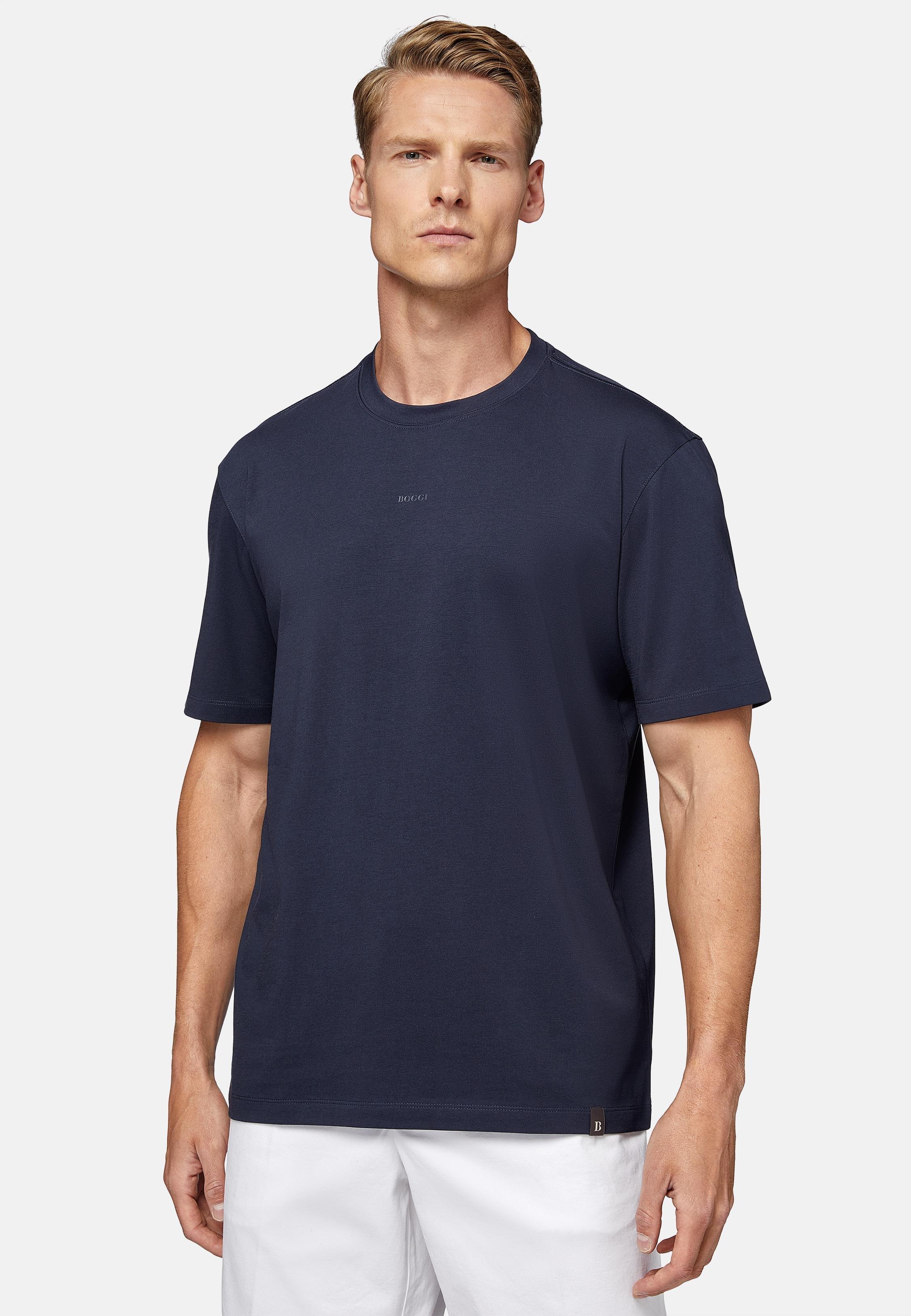 Blue Stretch Supima Cotton T-Shirt, Navy blue, large image number 0
