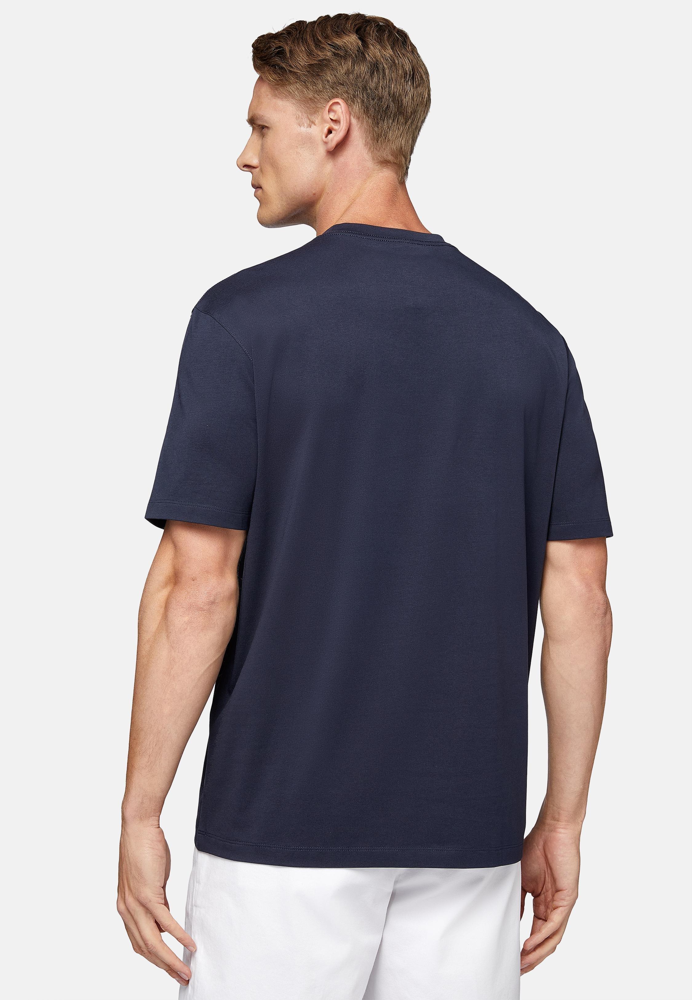 Blue Stretch Supima Cotton T-Shirt, Navy blue, large image number 1