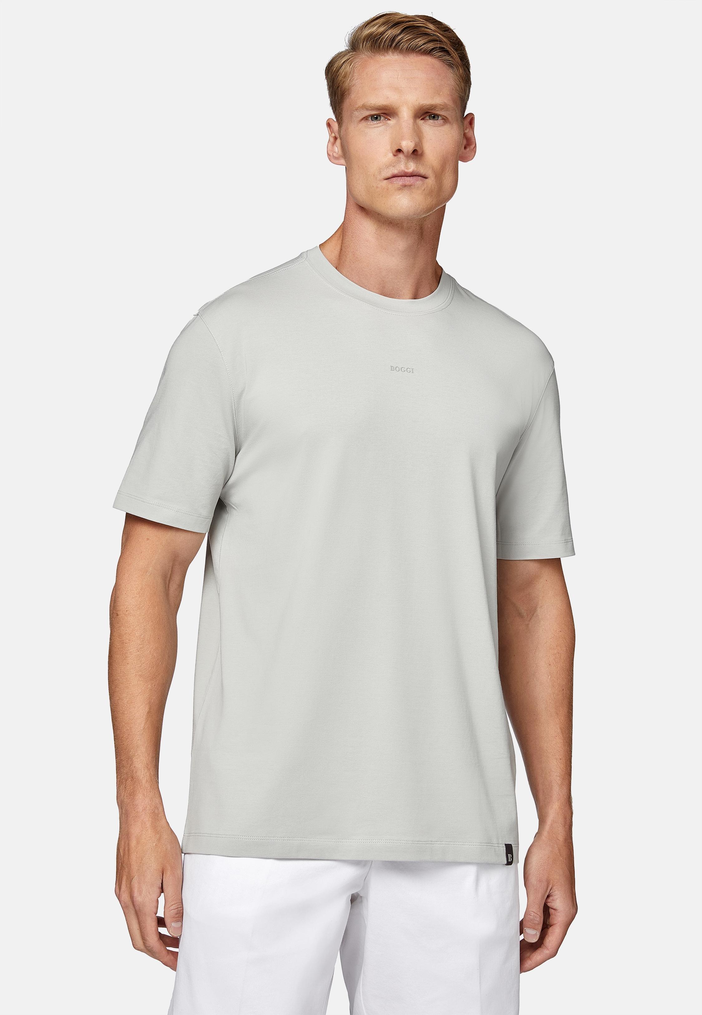 Grey Stretch Supima Cotton T-Shirt, Light grey, large image number 0