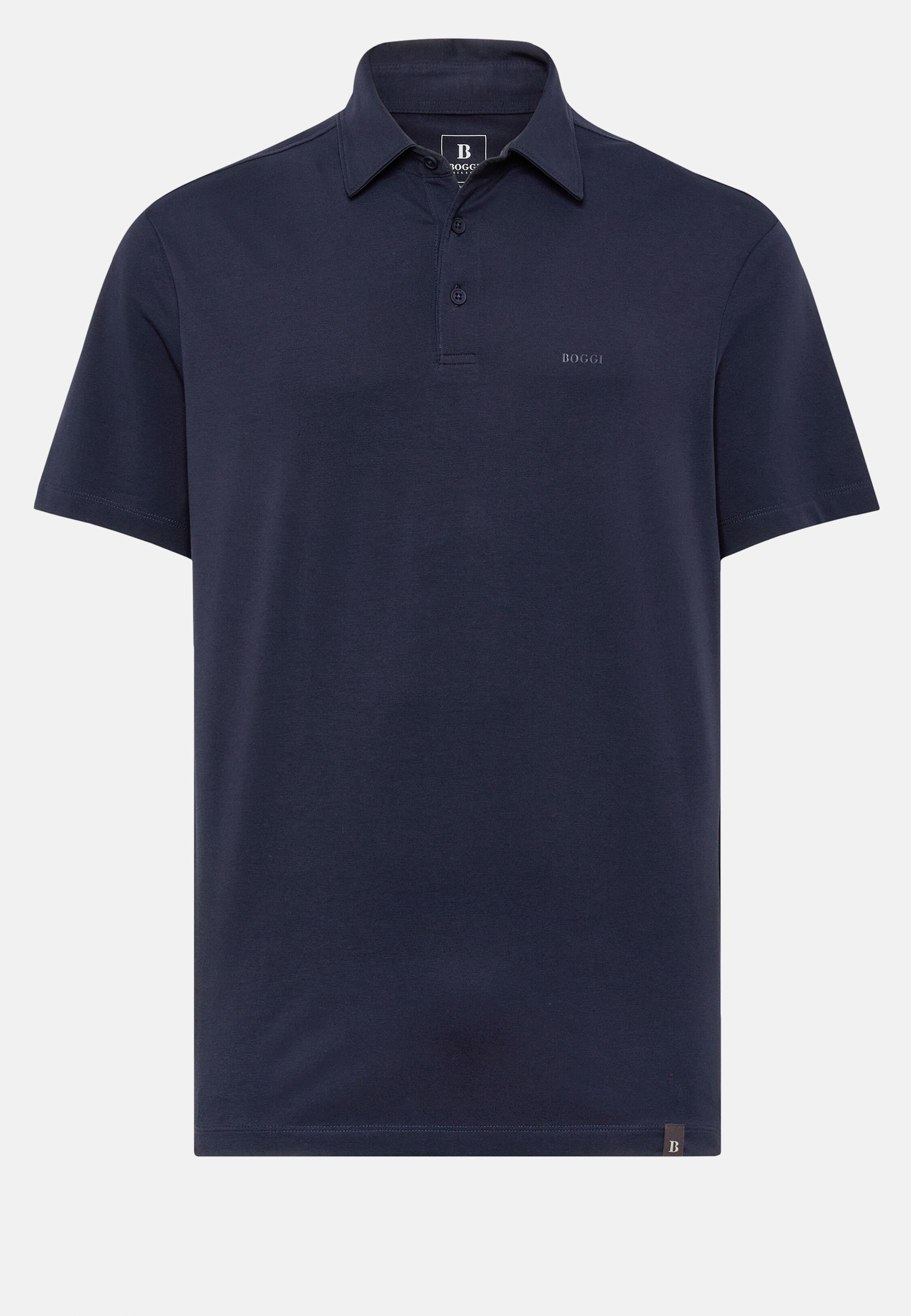 Blue Stretch Supima Cotton Polo Shirt, Navy blue, large image number 5