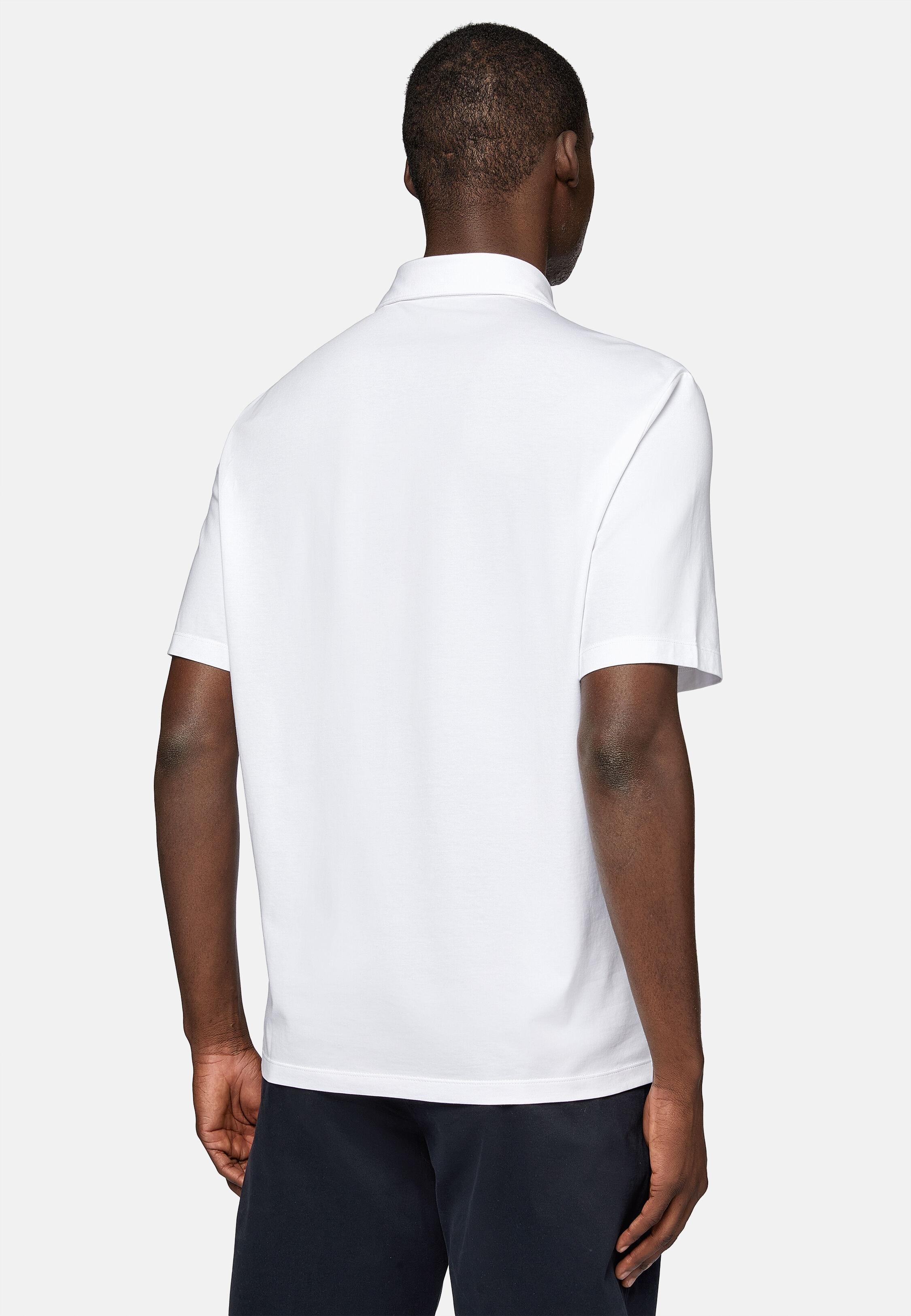 White Stretch Supima Cotton Polo Shirt, White, large image number 2