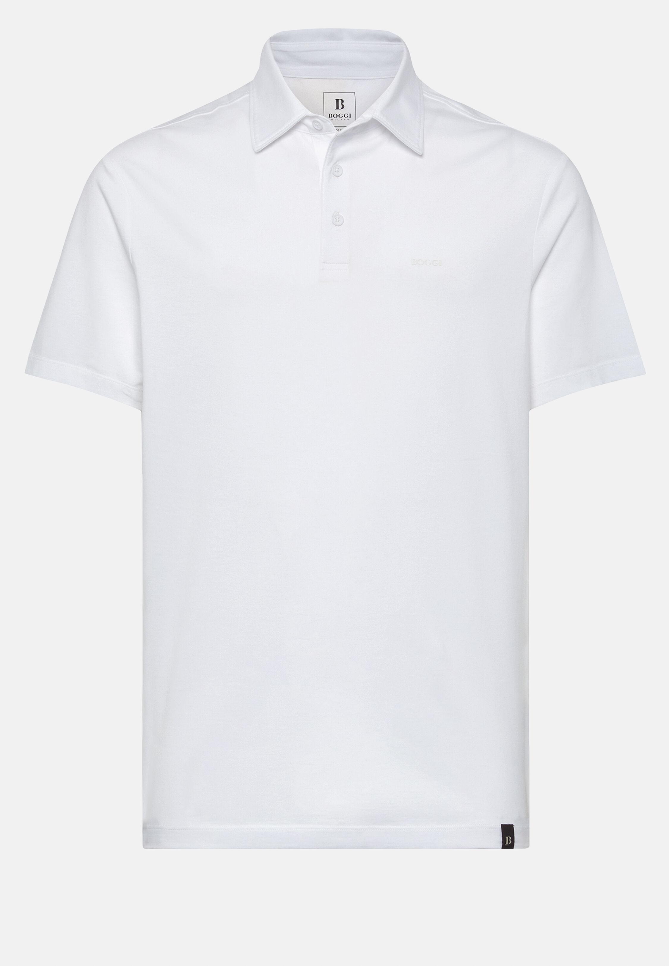 White Stretch Supima Cotton Polo Shirt, White, large image number 5