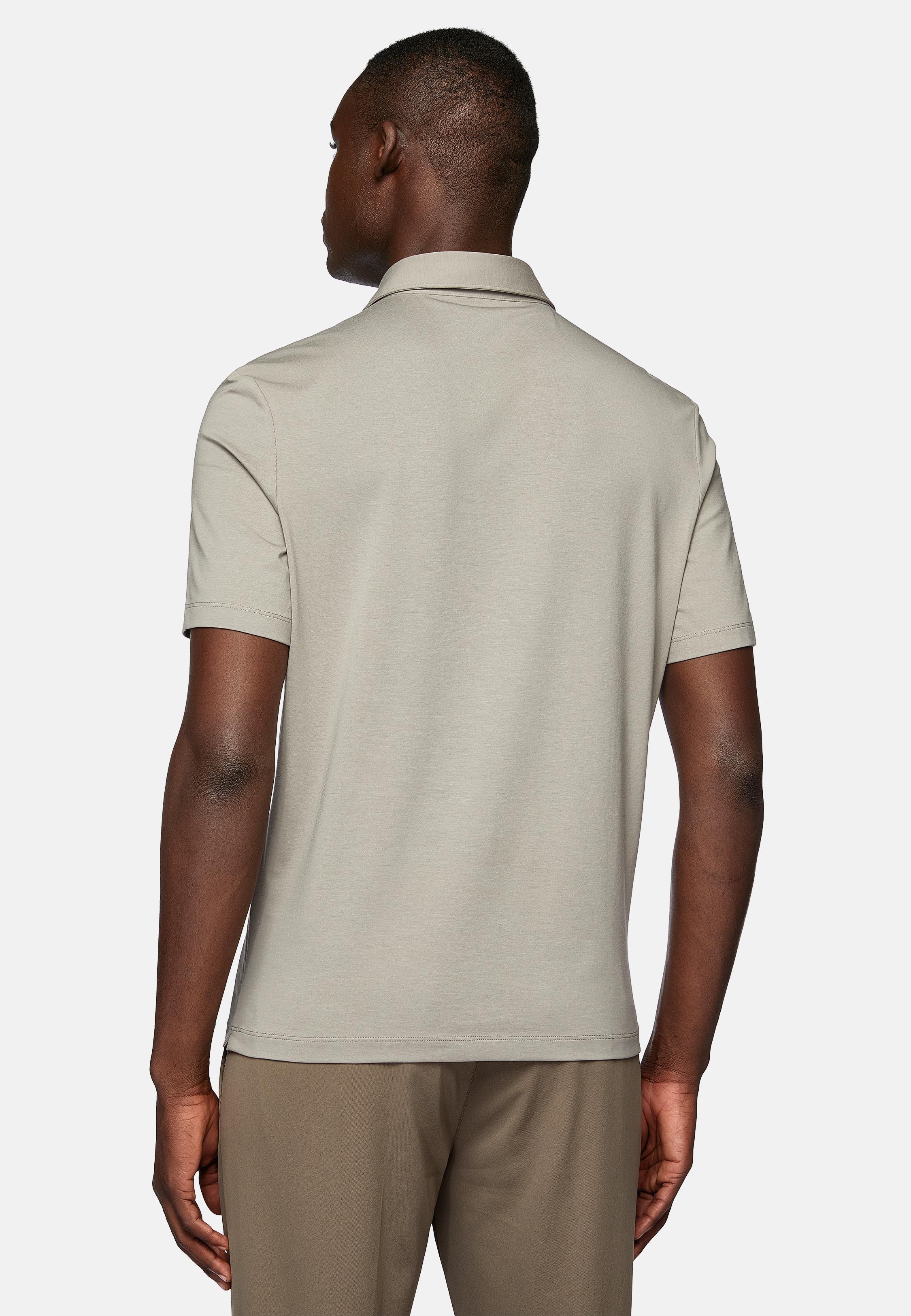 Brown Stretch Supima Cotton Polo Shirt, Taupe, large image number 4