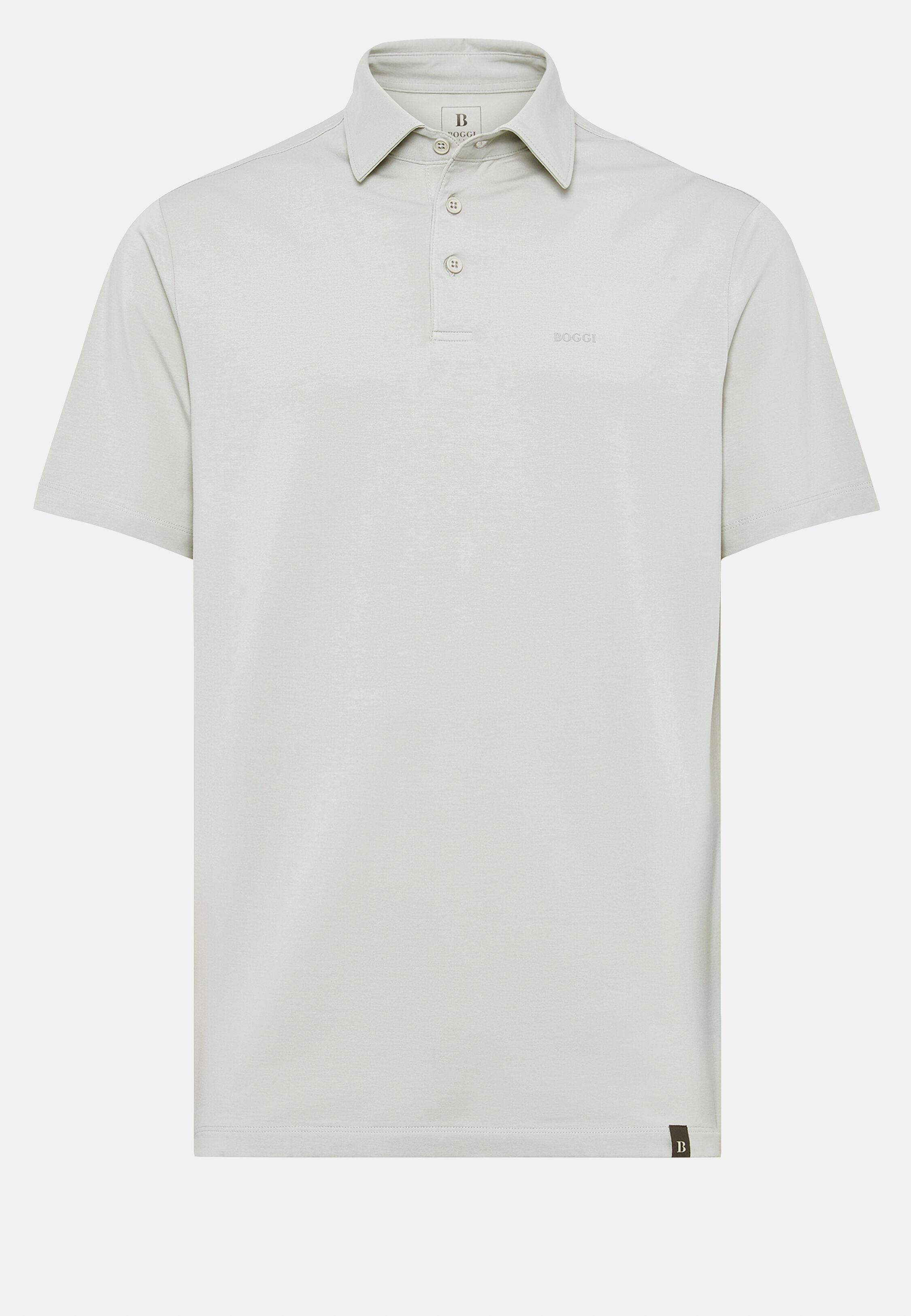 Grey Stretch Supima Cotton Polo Shirt, Light grey, large image number 3