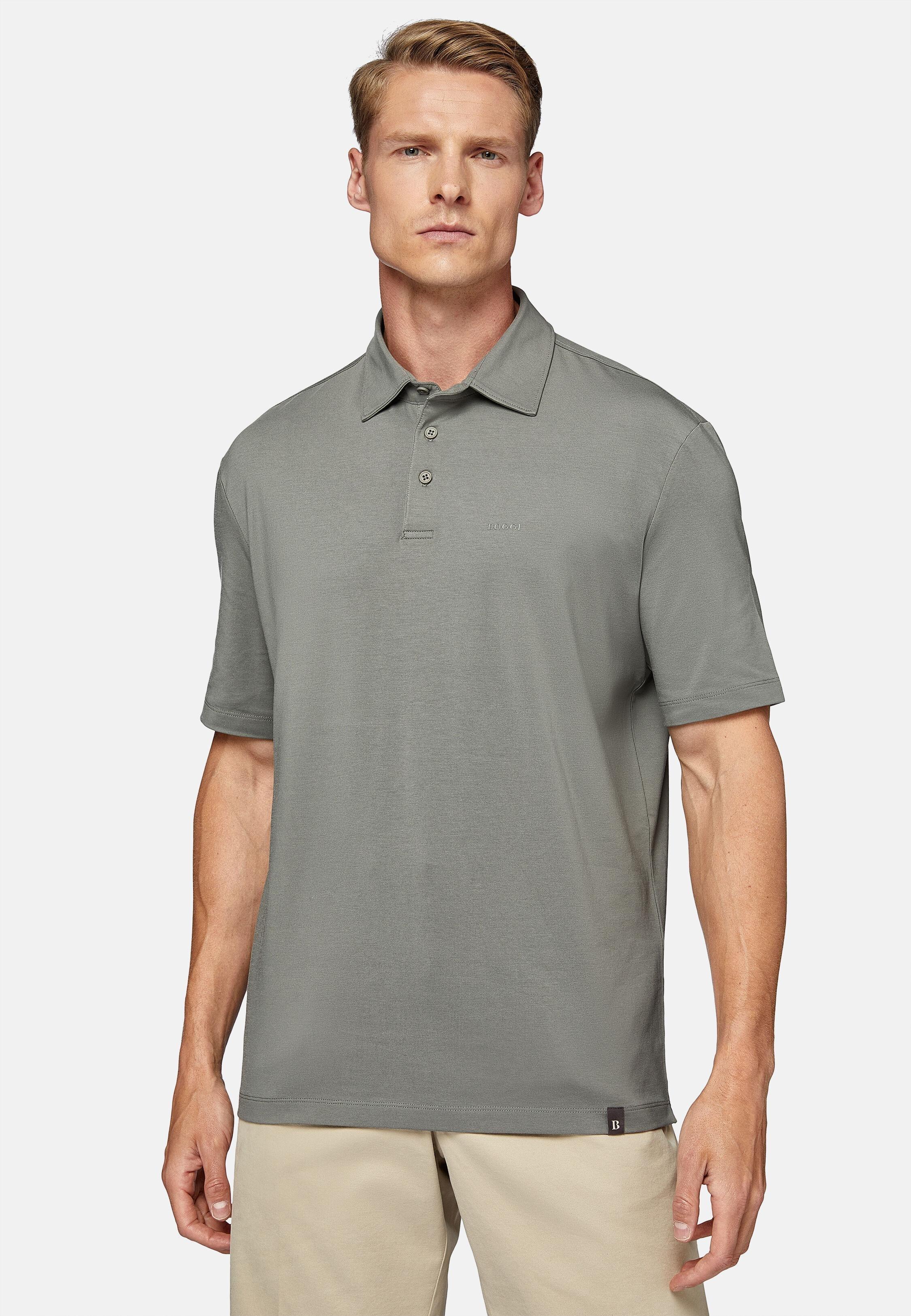 Green Stretch Supima Cotton Polo Shirt, Green, medium