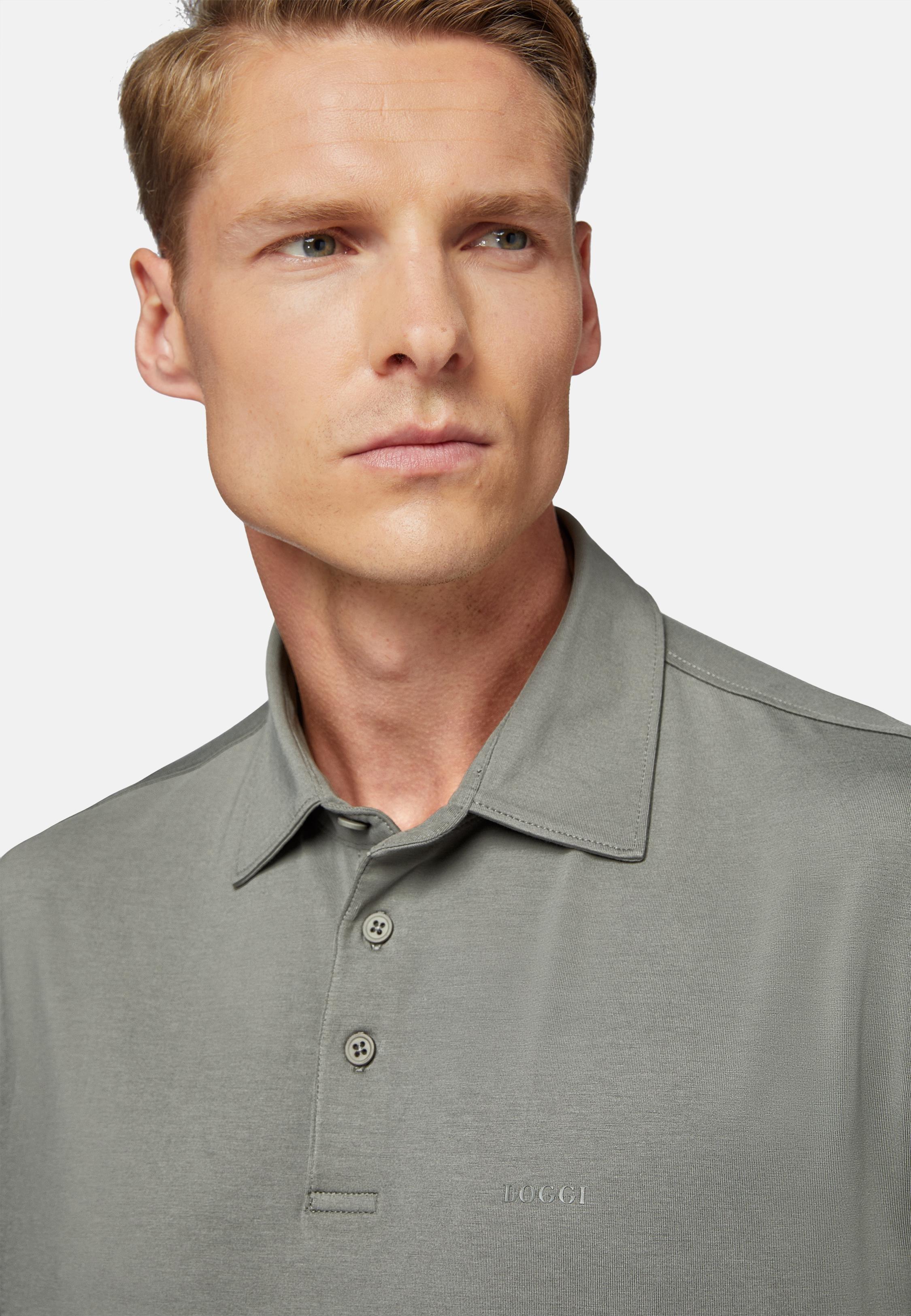 Green Stretch Supima Cotton Polo Shirt, Green, medium