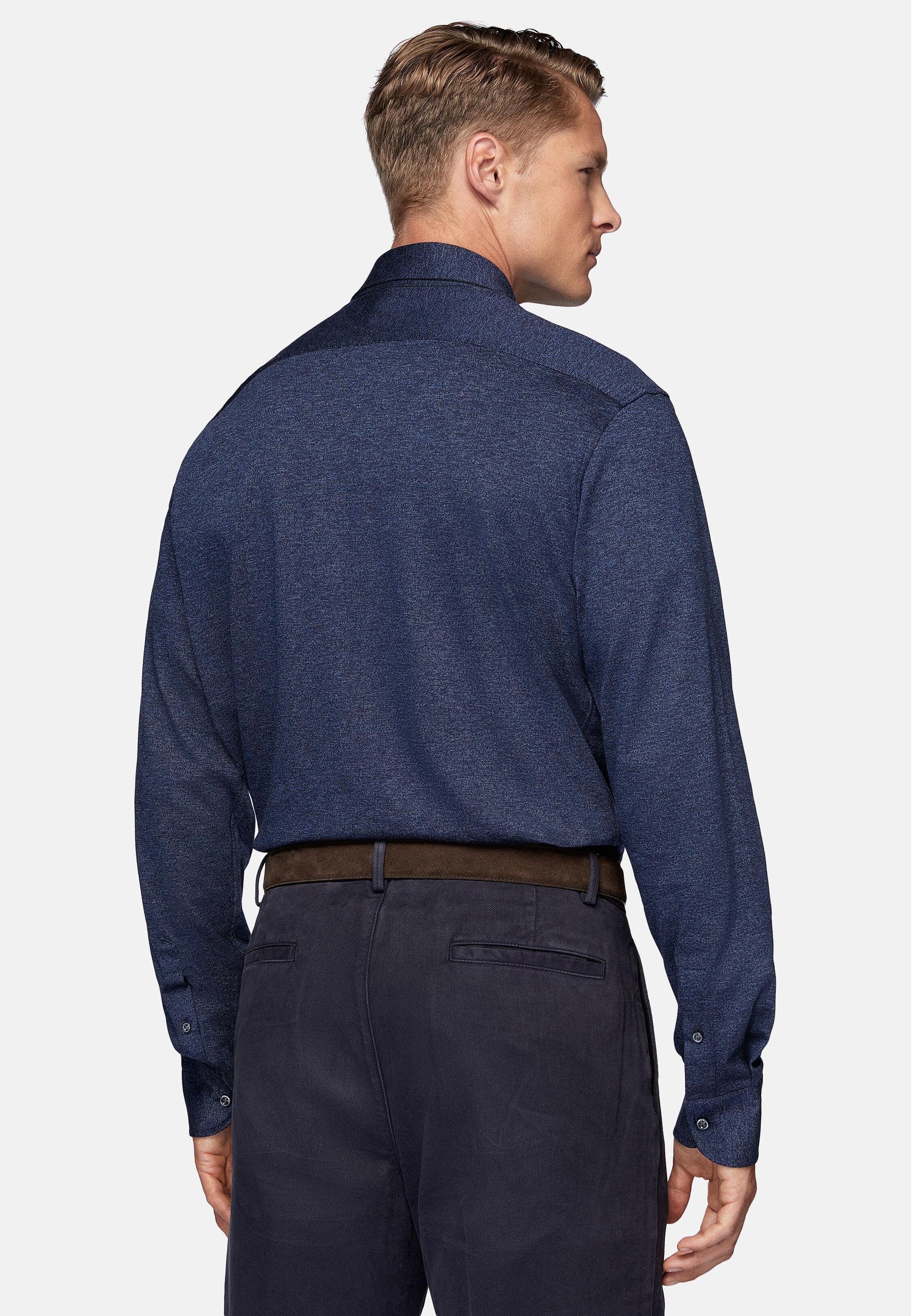 Navy Textured Jersey Polo Shirt, 3901_NAVY, large image number 3