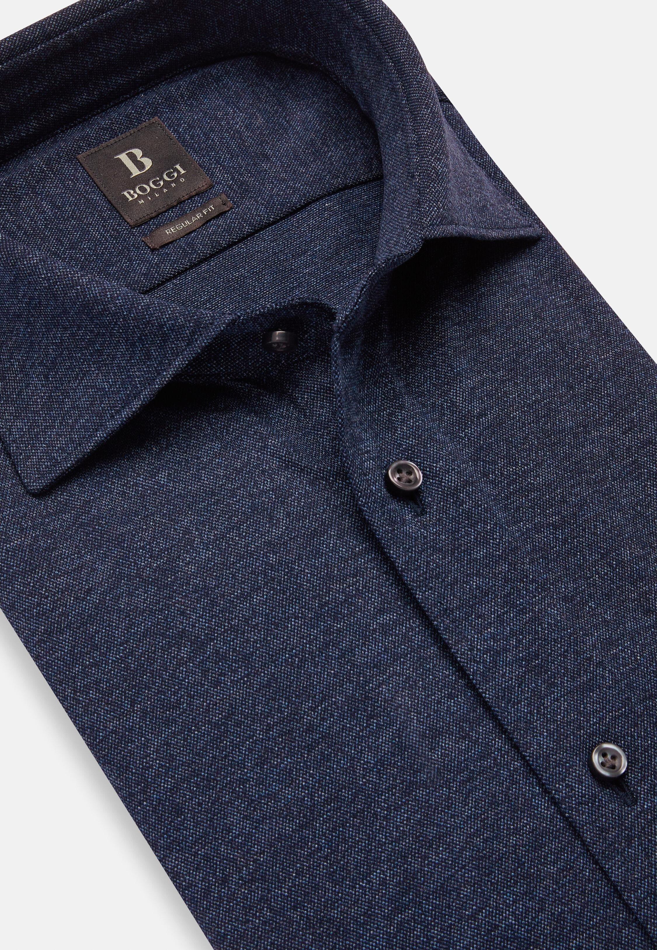 Navy Textured Jersey Polo Shirt, 3901_NAVY, large image number 6