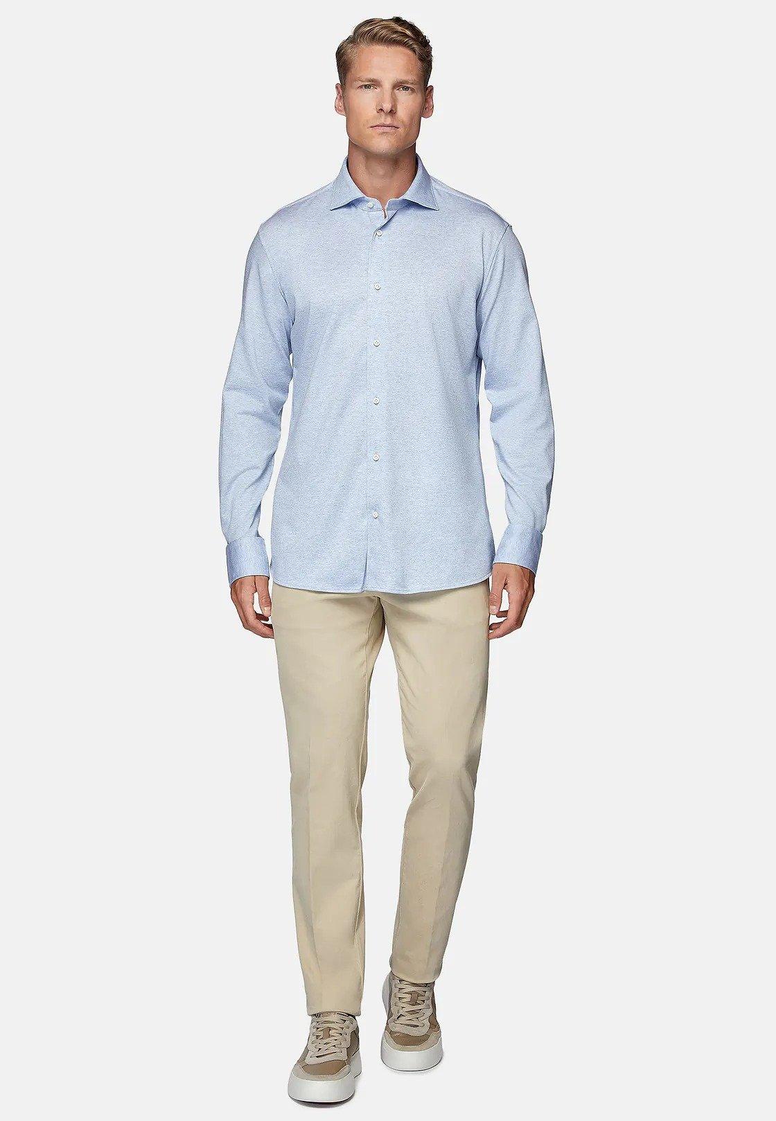 Blue Plain Jersey Polo Shirt, , large image number 1
