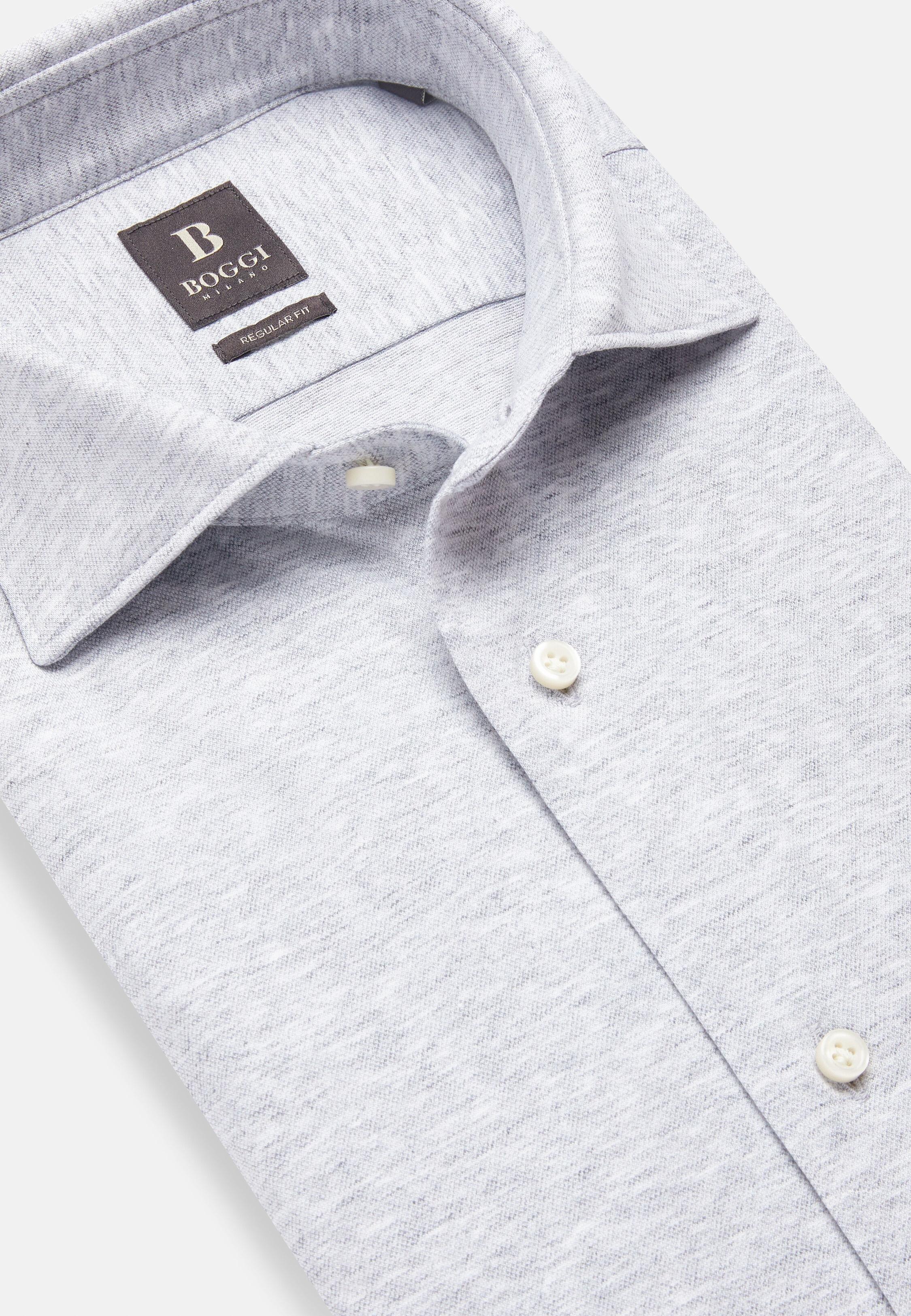 Grey Solid Jersey Polo Shirt, Light grey, large image number 6