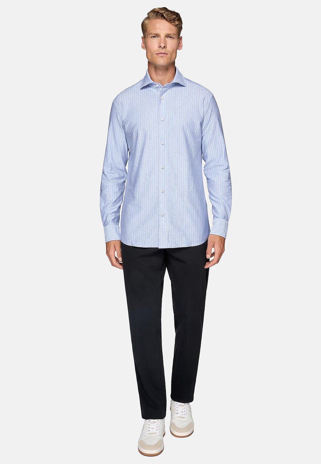 Blue Striped Jersey Polo Shirt, , large image number 0